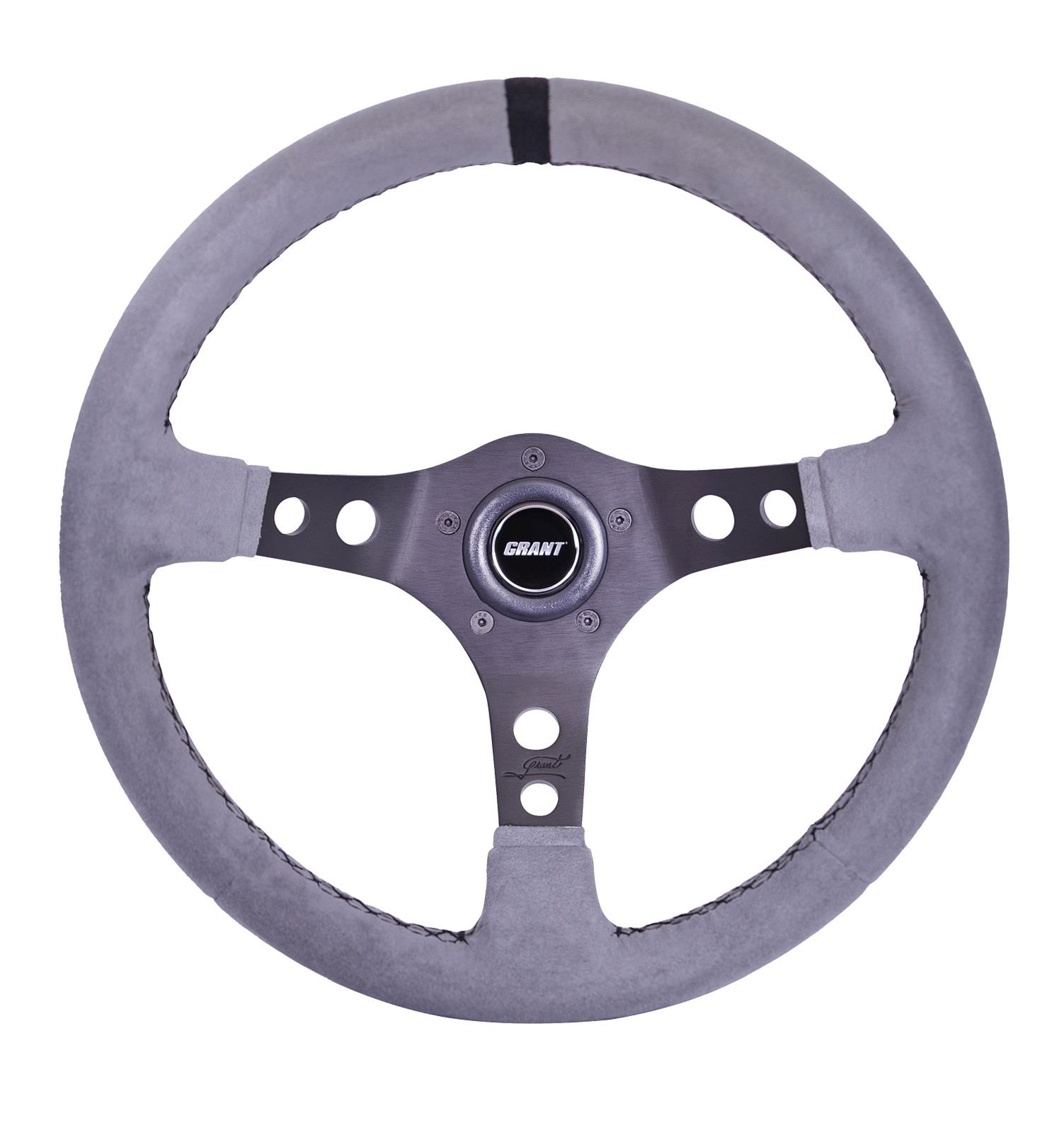 Grant Products Steering Wheels 8514 Suede Wheel Gray with Center Stripe, Alumiunum Spoke, and Universal 3 or 5 Hole Pattern (Installation Hub Needed) thumbnail 2