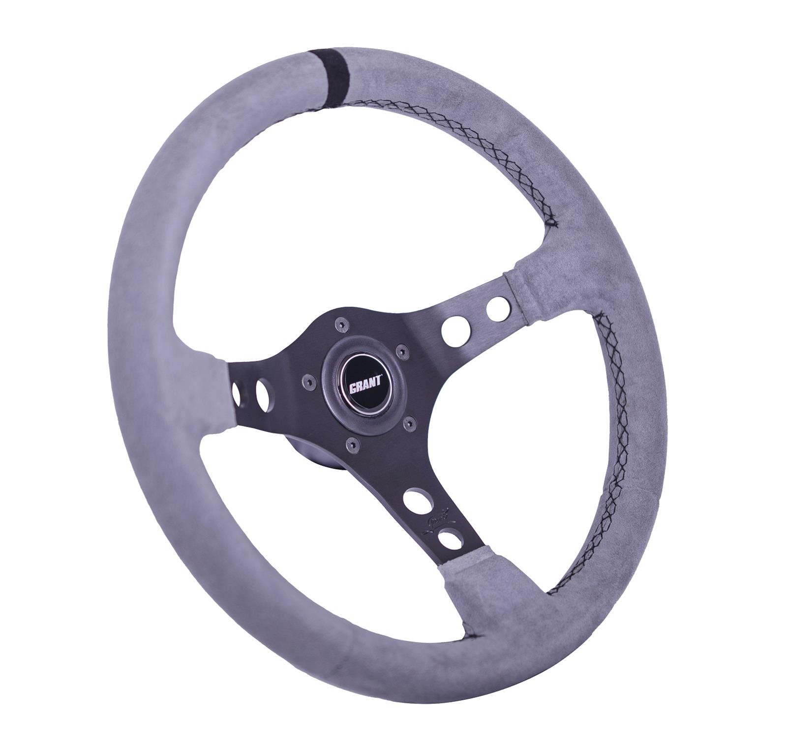 Grant Products Steering Wheels 8514 Suede Wheel Gray with Center Stripe, Alumiunum Spoke, and Universal 3 or 5 Hole Pattern (Installation Hub Needed)