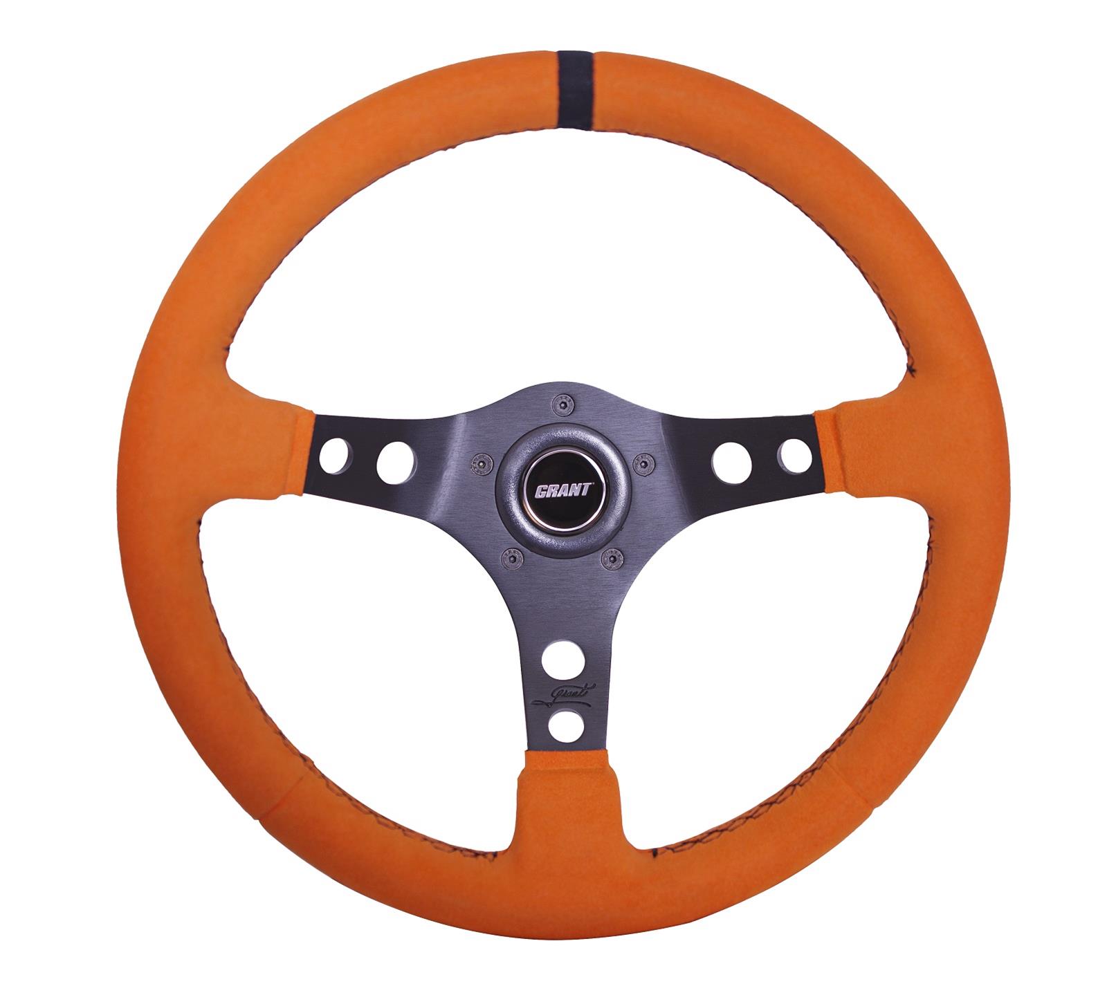 Grant Products Steering Wheels 8519 Suede Wheel Orange with Center Stripe, Alumiunum Spoke, and Universal 3 or 5 Hole Pattern (Installation Hub Needed) thumbnail 2