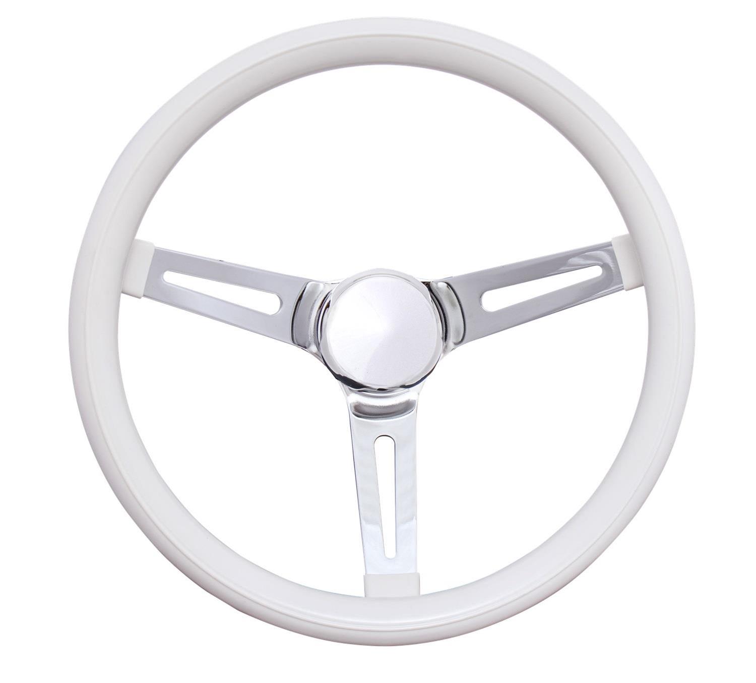 Grant Classic Foam Steering Wheels 8540W Wheels, Series, 3-Spoke, 13.5 in. Diameter, Steel, Black Spokes, White Grip, with Horn Cap, Kit