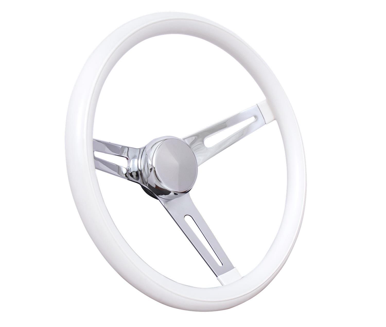 Grant Classic Foam Steering Wheels 8540W Wheels, Series, 3-Spoke, 13.5 in. Diameter, Steel, Black Spokes, White Grip, with Horn Cap, Kit thumbnail 2