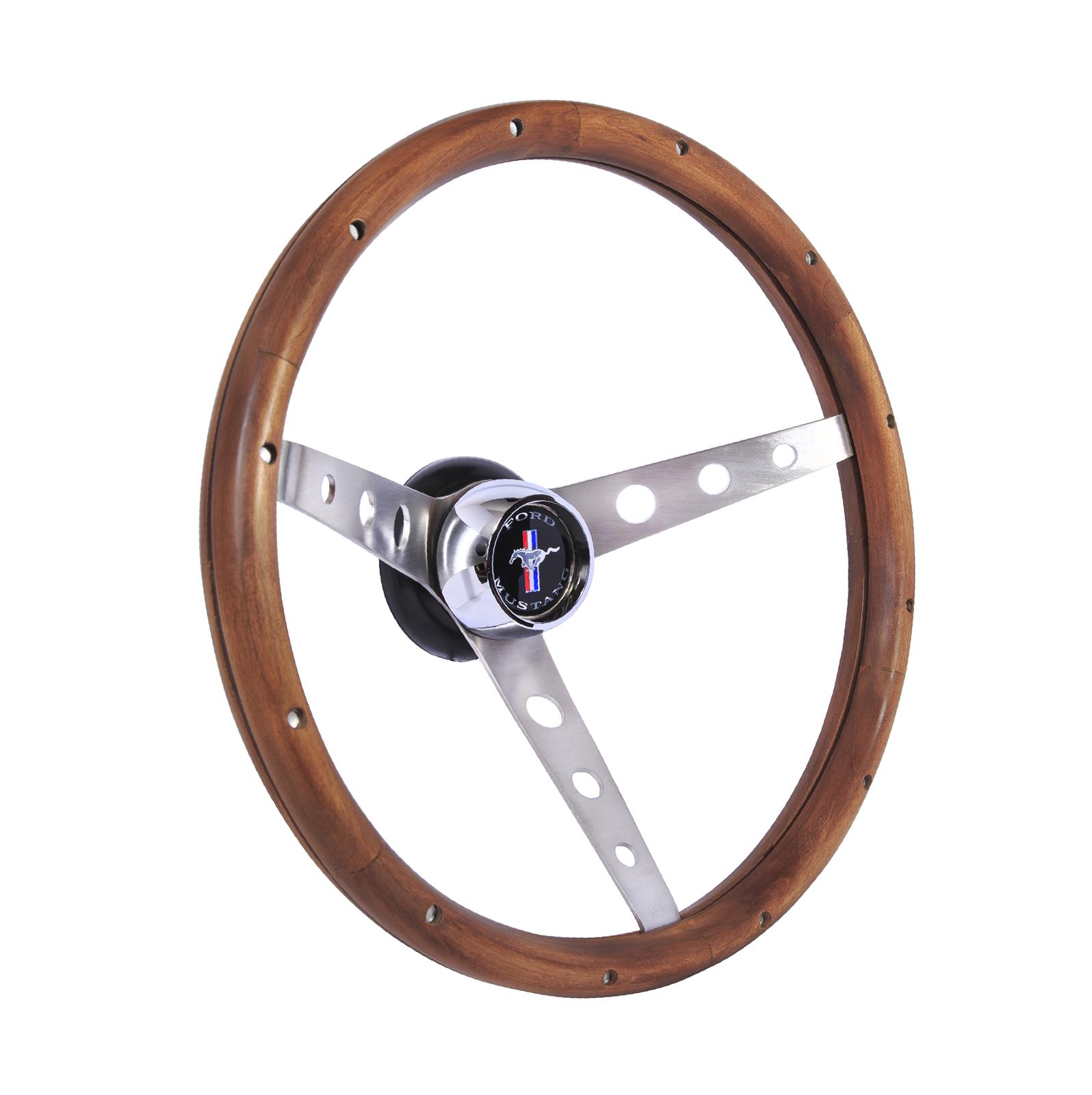 Grant Classic Nostalgia Steering Wheels 966 Wheel, Nostalgia, Mustang, Stainless Steel/Brushed, Wood/Walnut, 3-Spoke, 15 in. Diameter thumbnail 2
