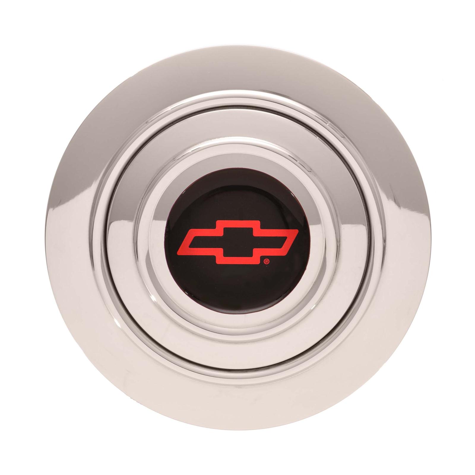 GT Performance GT-9 Banjo-Style Horn Buttons 11-1242 Button, Banjo-Style, Polished Billet Aluminum, Chevrolet Bowtie Colored Emblem, Performance, Each