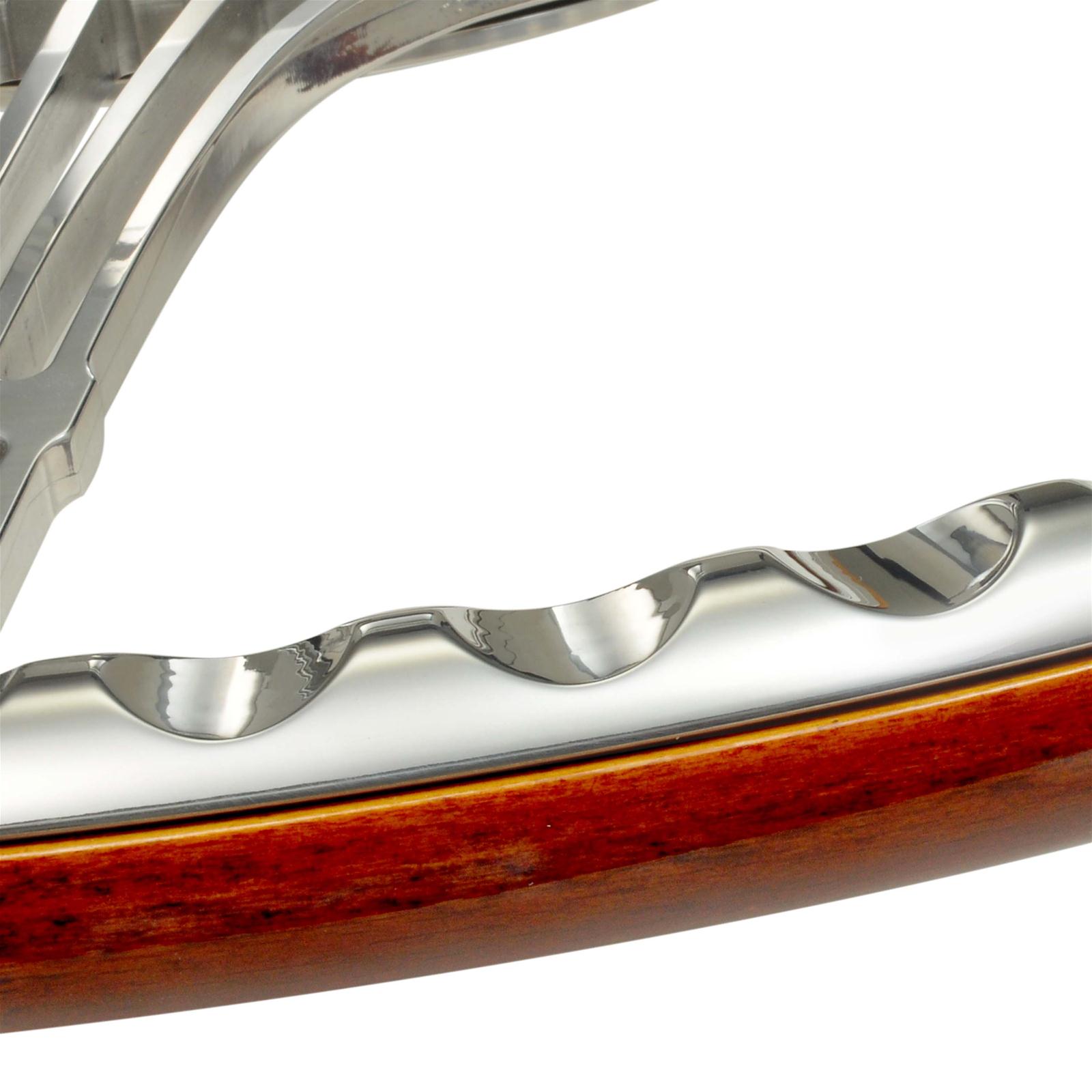 GT Performance GT-9 Retro Banjo Steering Wheels 21-4247 Wheel, 15.5 in. Diameter, 9 bolt, Mahogany, Wood/Aluminum Grip, Polished Aluminum Spokes, Each