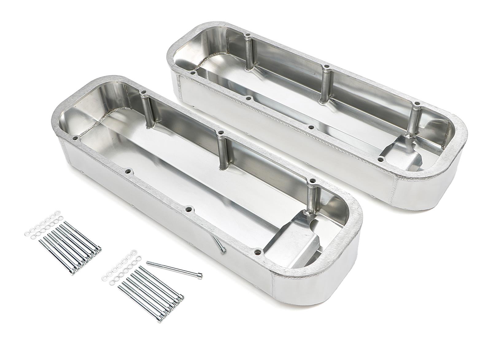 Hamburger's Performance Fabricated Aluminum Valve Covers 1019 Covers, Tall, Aluminum, Brushed, Plain Cover Top, Chevy, Big Block, Perimeter Bolt, Pair thumbnail 3