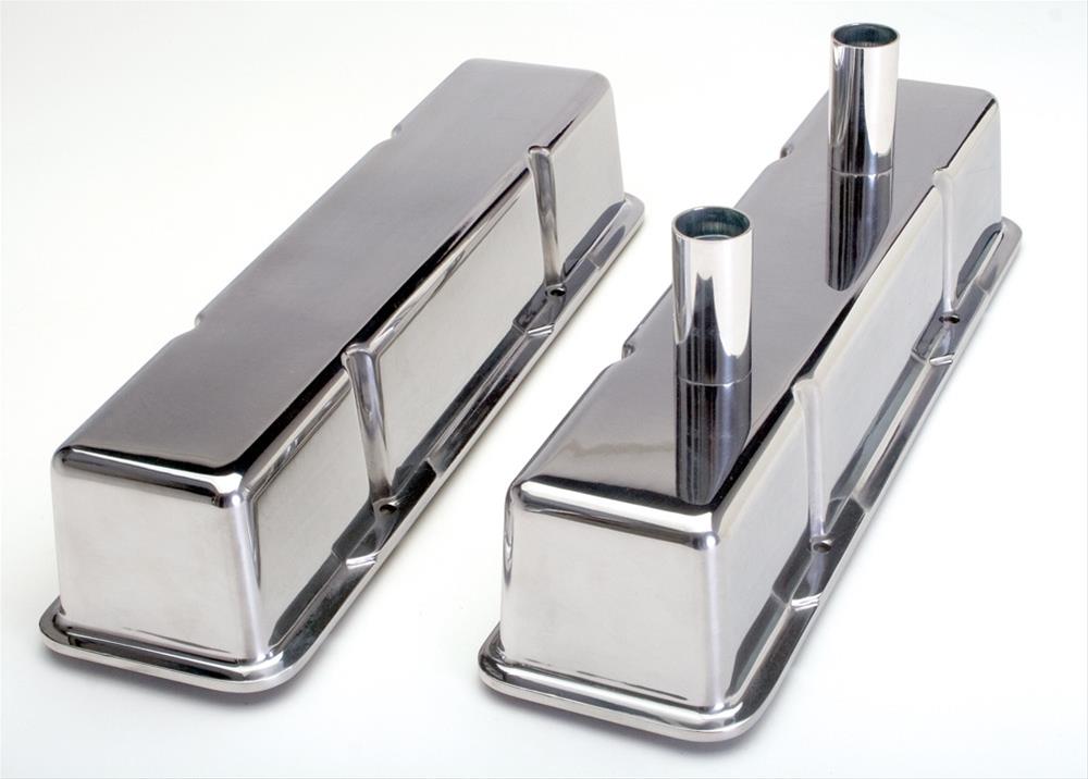 Hamburger's Performance Circle Track Valve Covers 1073 Covers, Track, Tall, Die-Cast, Aluminum, Polished, Plain, Chevy, Small Block, Pair