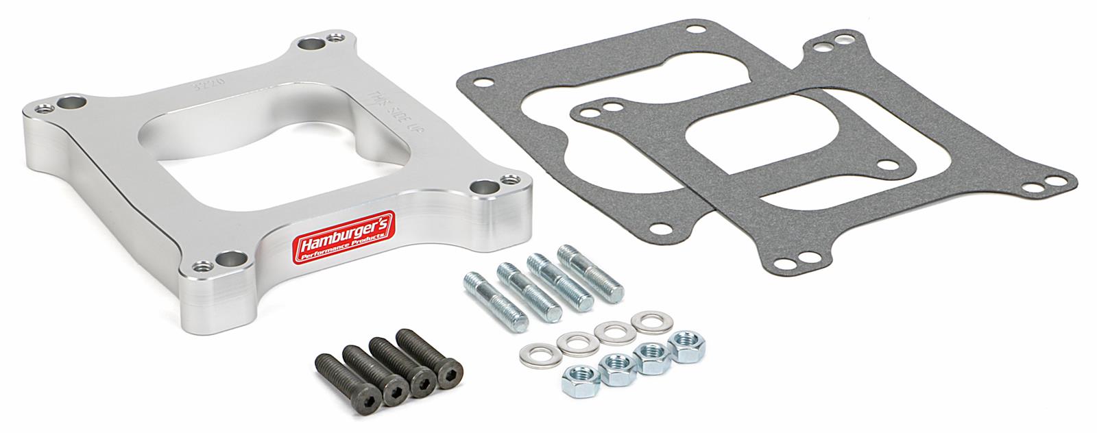 Hamburger's Performance Carburetor Adapters 3220 Adapter, 4-Hole Type, Square Bore to Spread Bore Manifold, 1.0 in. Thick, Each