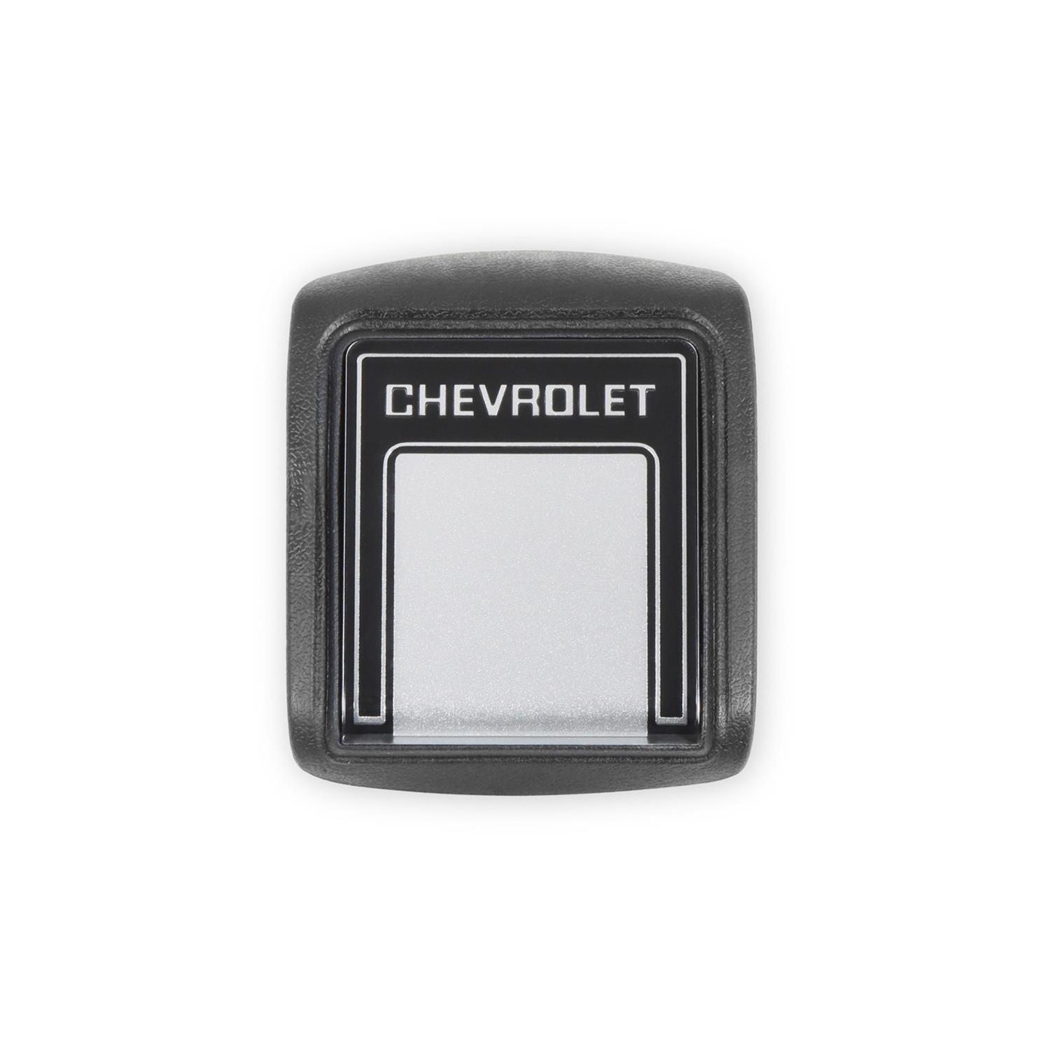 Brothers Trucks Horn Buttons 05-131 Button, Chevrolet Script, Vinyl Wrapped, Silver, Chevy, Each