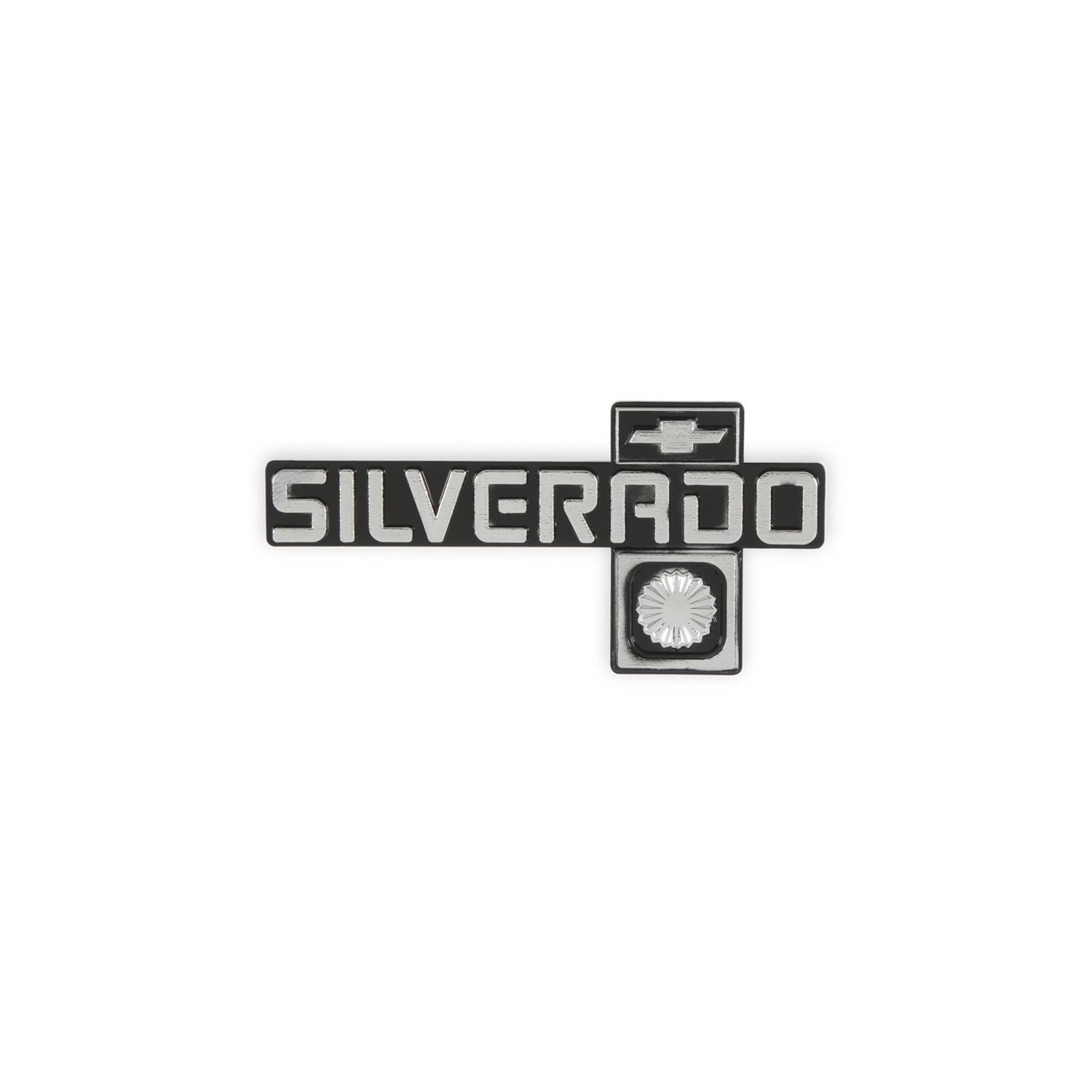 Brothers Trucks Emblems 05-203 Emblems, Black/Silver, Silverado Logo, Dash Position, Chevrolet, GMC, Each thumbnail 4