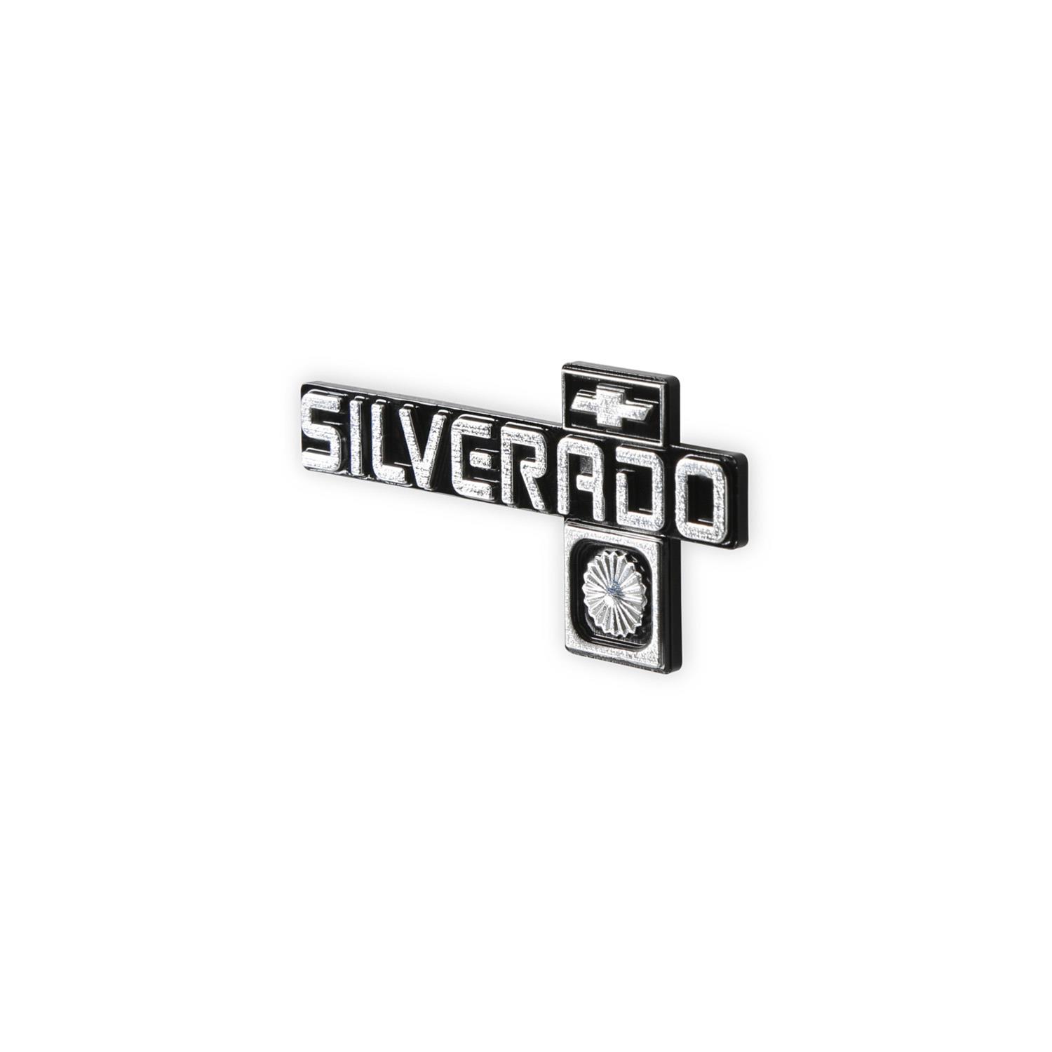 Brothers Trucks Emblems 05-203 Emblems, Black/Silver, Silverado Logo, Dash Position, Chevrolet, GMC, Each thumbnail 3