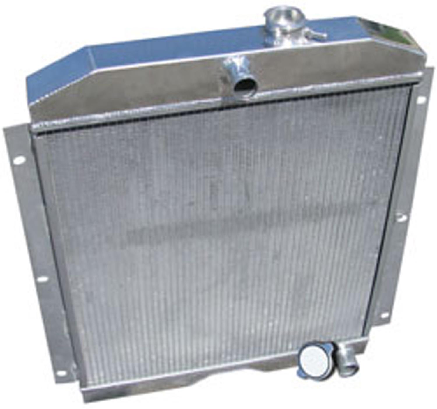 Brothers Trucks Aluminum Radiators ALR54C4 Radiators, Downflow, 4-row, Aluminum, Natural, Center Upper Inlet, Transmission Cooler, Chevrolet, GMC, Each