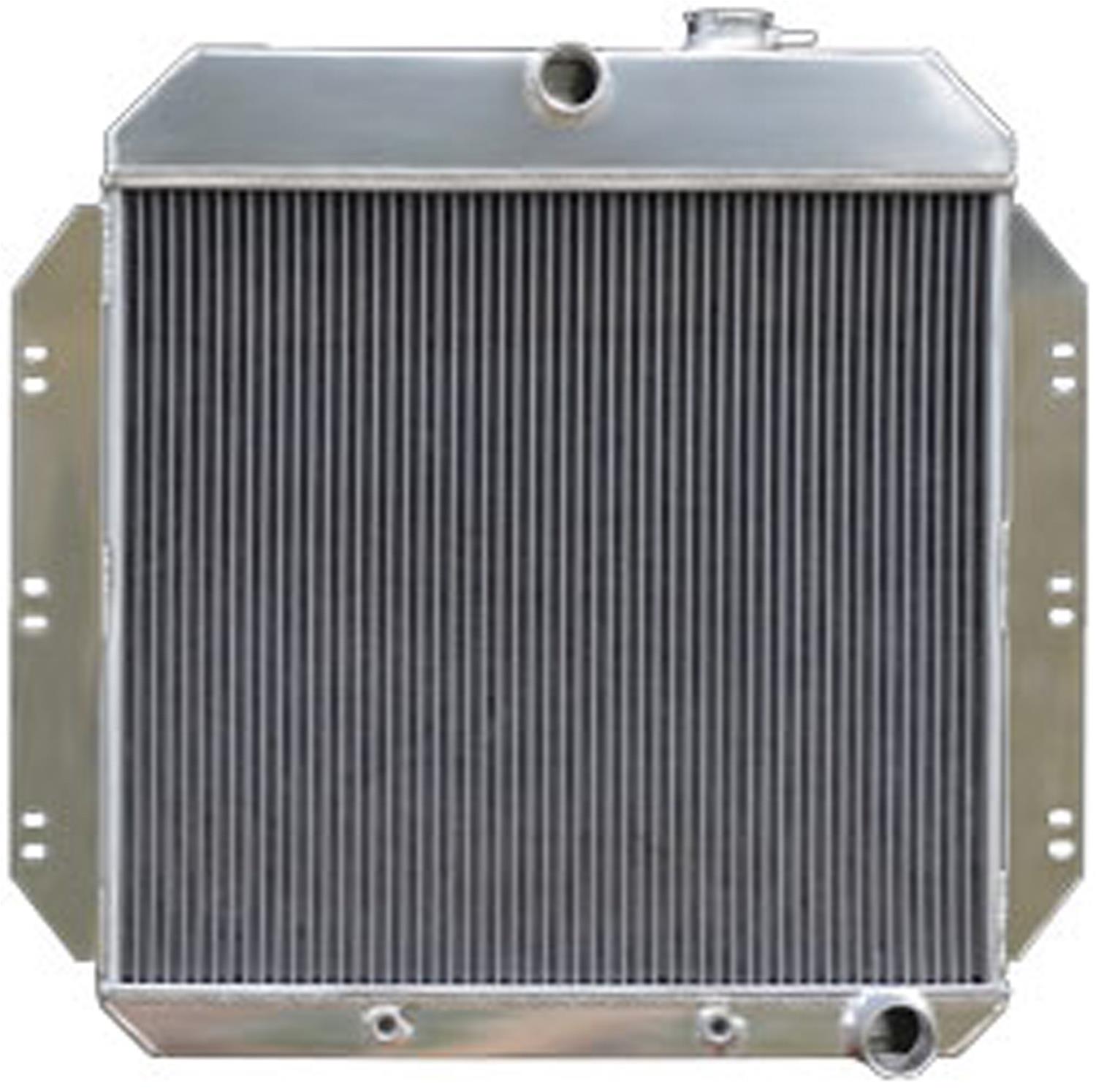 Brothers Trucks Aluminum Radiators ALR62C2 Radiators, Downflow, 2-row, Aluminum, Natural, Center Upper Inlet, Transmission Cooler, Chevrolet, GMC, Each