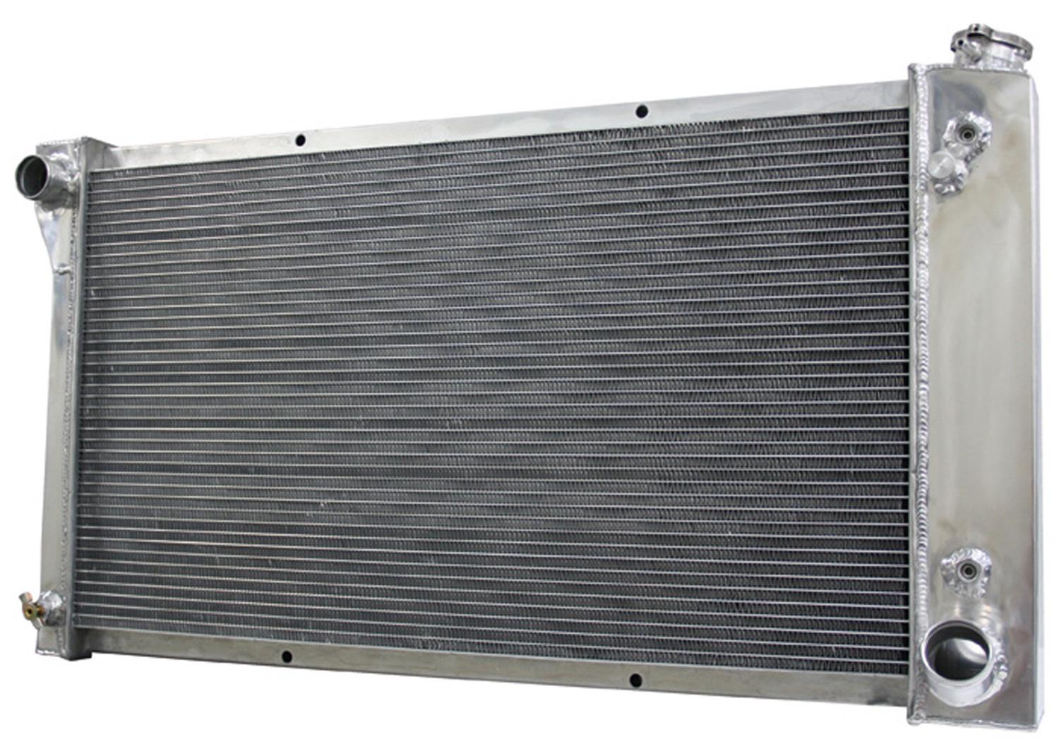 Brothers Trucks Aluminum Radiators ALR72C2 Radiators, Crossflow, 2-row, Aluminum, Natural, Upper Left Side Inlet, Transmission Cooler, Chevrolet, GMC, Each