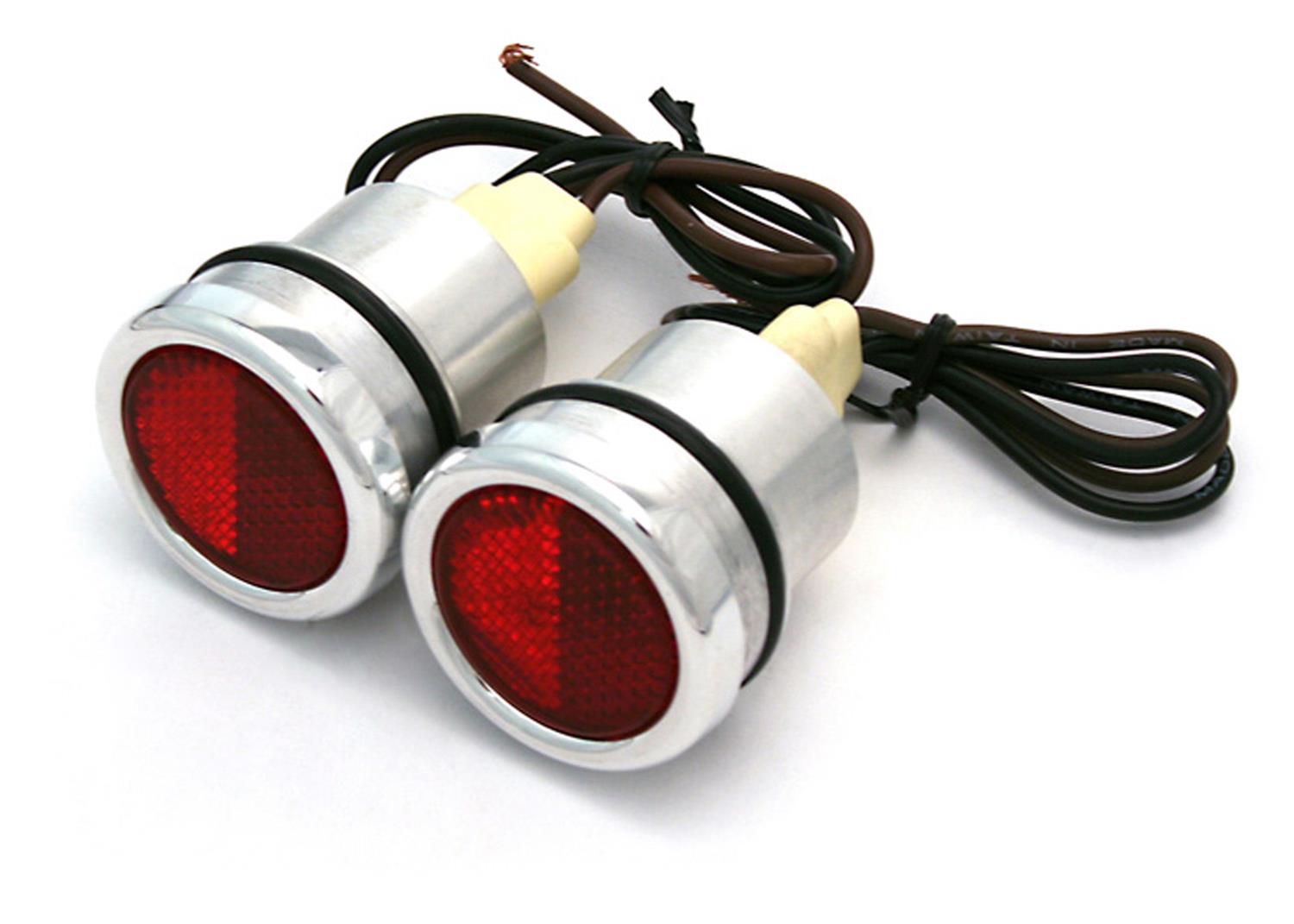 Brothers Trucks Bed Hole Caps with Lights BHCL0RD54-66 Marker Light Assemblies, Lights, Round, Red Lens, 1.594 in. Diameter, Marker Light Position, Chevrolet, GMC, Pair