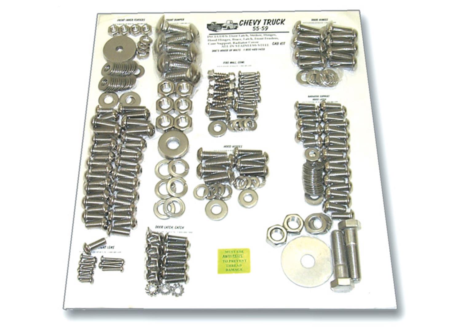 Brothers Trucks Body Fasteners CCBKBUT-47 47-54 CHVY CAB BOLT KIT STEEL BUTTON