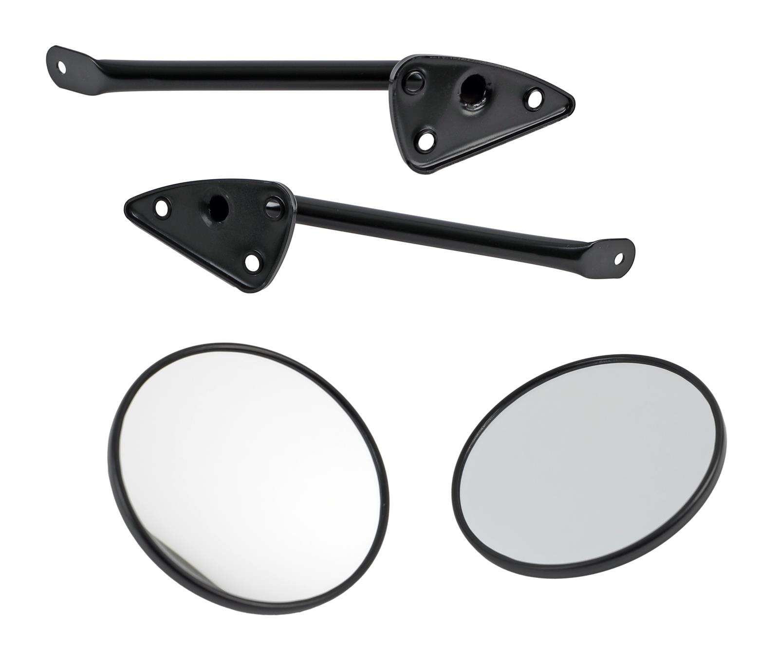 Brothers Trucks Side View Mirrors COMP300 Mirrors, Replacement, Round, Flat, Manual, Black Steel Housing, Left/Right, Chevrolet, GMC, Pair