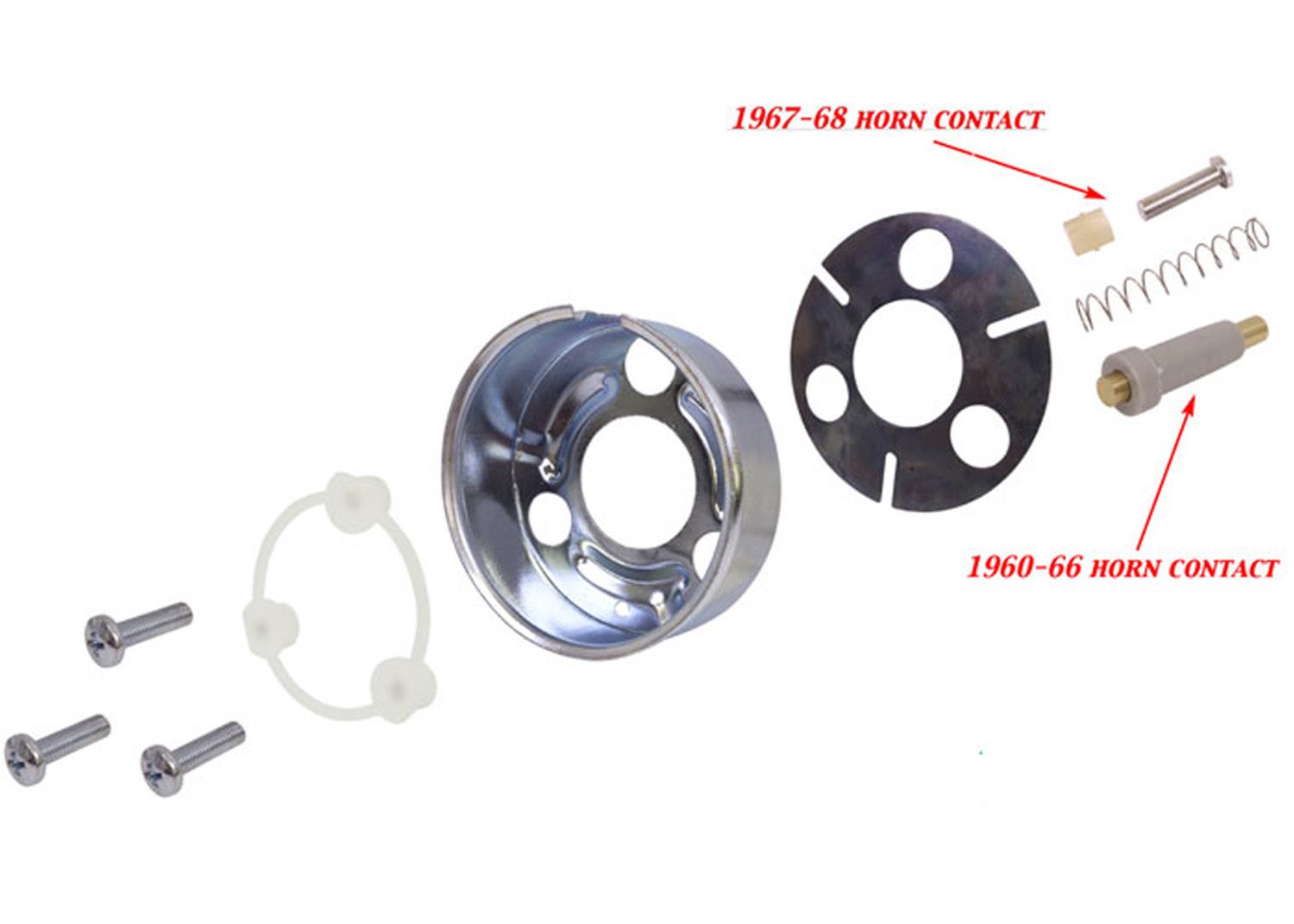 Brothers Trucks Horn Button Installation Kits HB11KIT Components, Assembly for Classic Factory Steering Wheel, with Hardware, 10 Pieces, Chevy, GMC, Kit