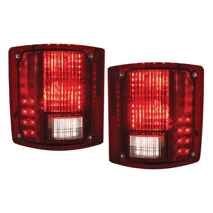 Brothers Trucks LED Tail Lamps LED87FS Taillight Assemblies, Lamps, Rectangle, Red/Clear Lens, Black Housing, Chevrolet, GMC, Pair