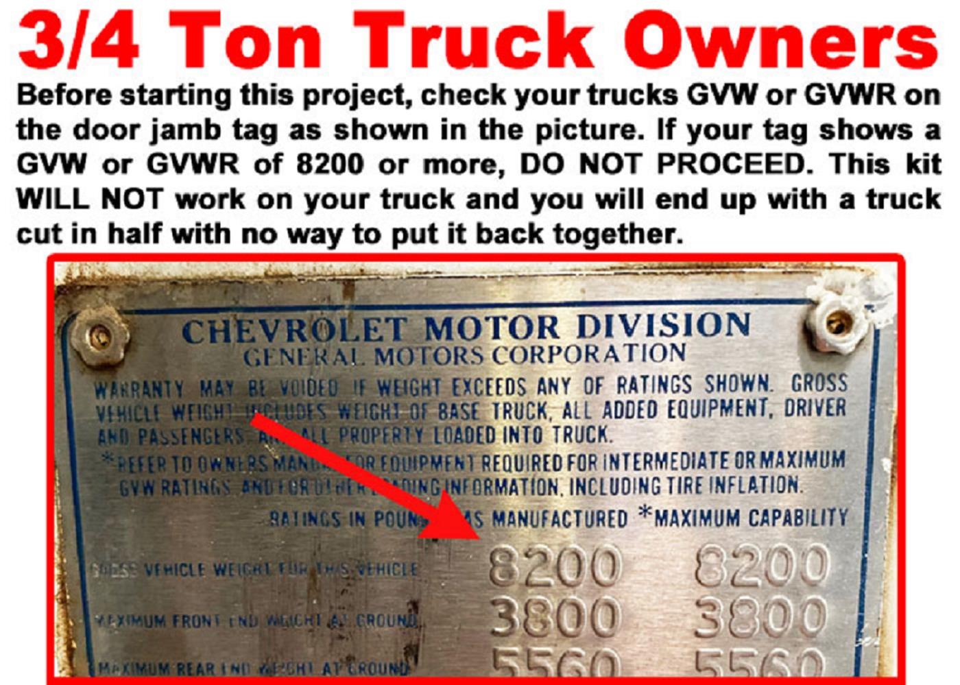 Brothers Trucks Frame Shortening Kits LTSC38776-80 TRUCK BED CONVERSION KIT thumbnail 2