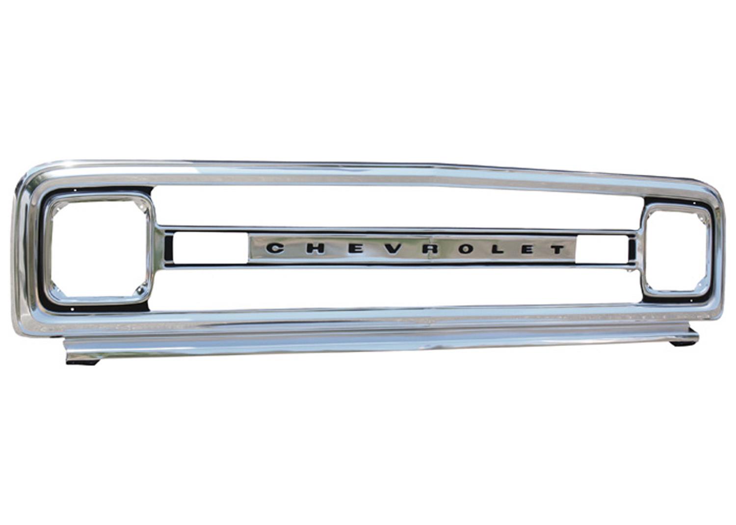 Brothers Trucks Grilles OGR7000 and Grille Inserts, Complete Grille Type, Outer Position, Stock Style, Aluminum, Chrome, with Chevrolet Letters, Chevrolet, GMC, Each
