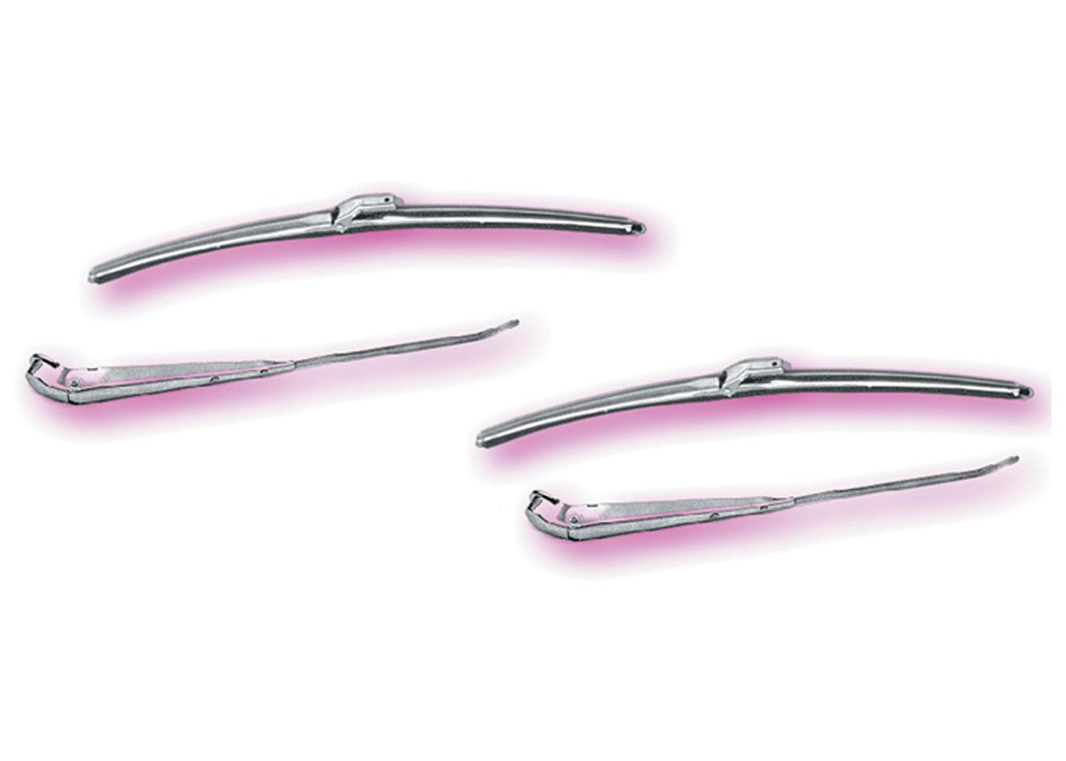 Brothers Trucks Windshield Wiper Arms WAS7259 Arms, Stainless Steel, Natural, Black Rubber Blades, Front Left/Front Right, Chevrolet, GMC, Kit