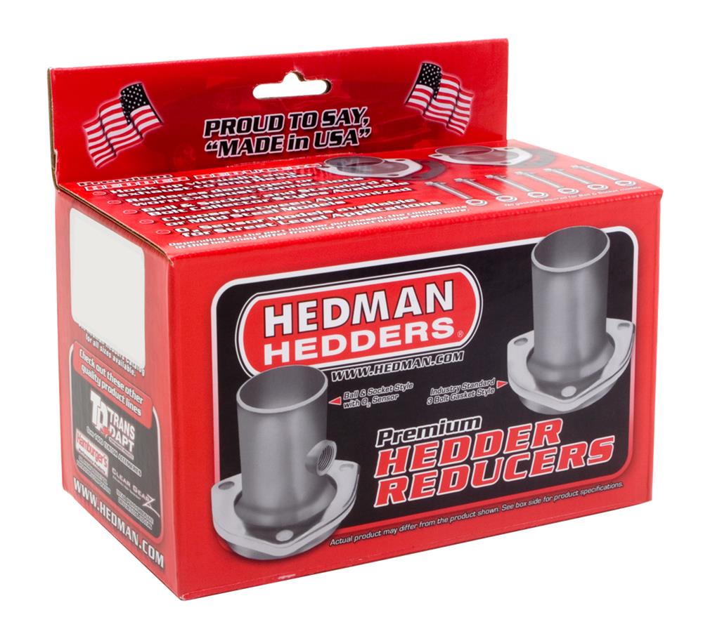 Hedman Header Reducers with 2.5 Inch Outlet 21112 Reducers, Ball and Socket Flange, 3 in. Inlet, in. Outlet, Steel, Aluminized, Pair