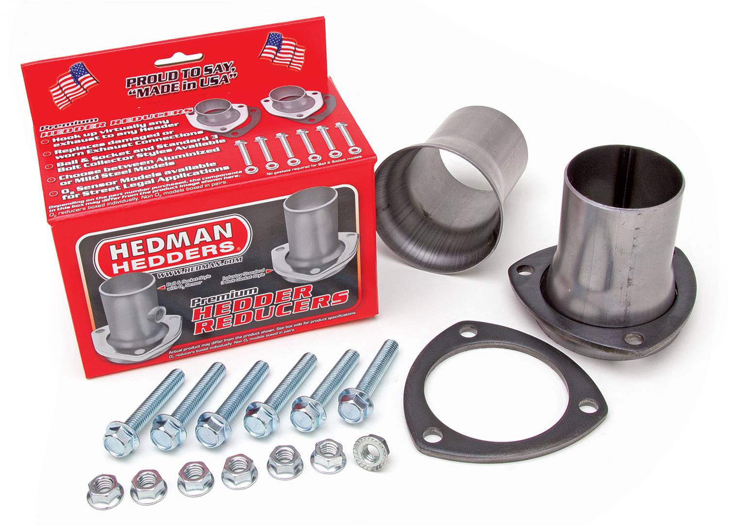 Hedman Header Reducers with 2 Inch Outlet 21113 Reducers, Ball and Socket Flange, 2.5 in. Inlet, in. Outlet, Steel, Painted, Pair