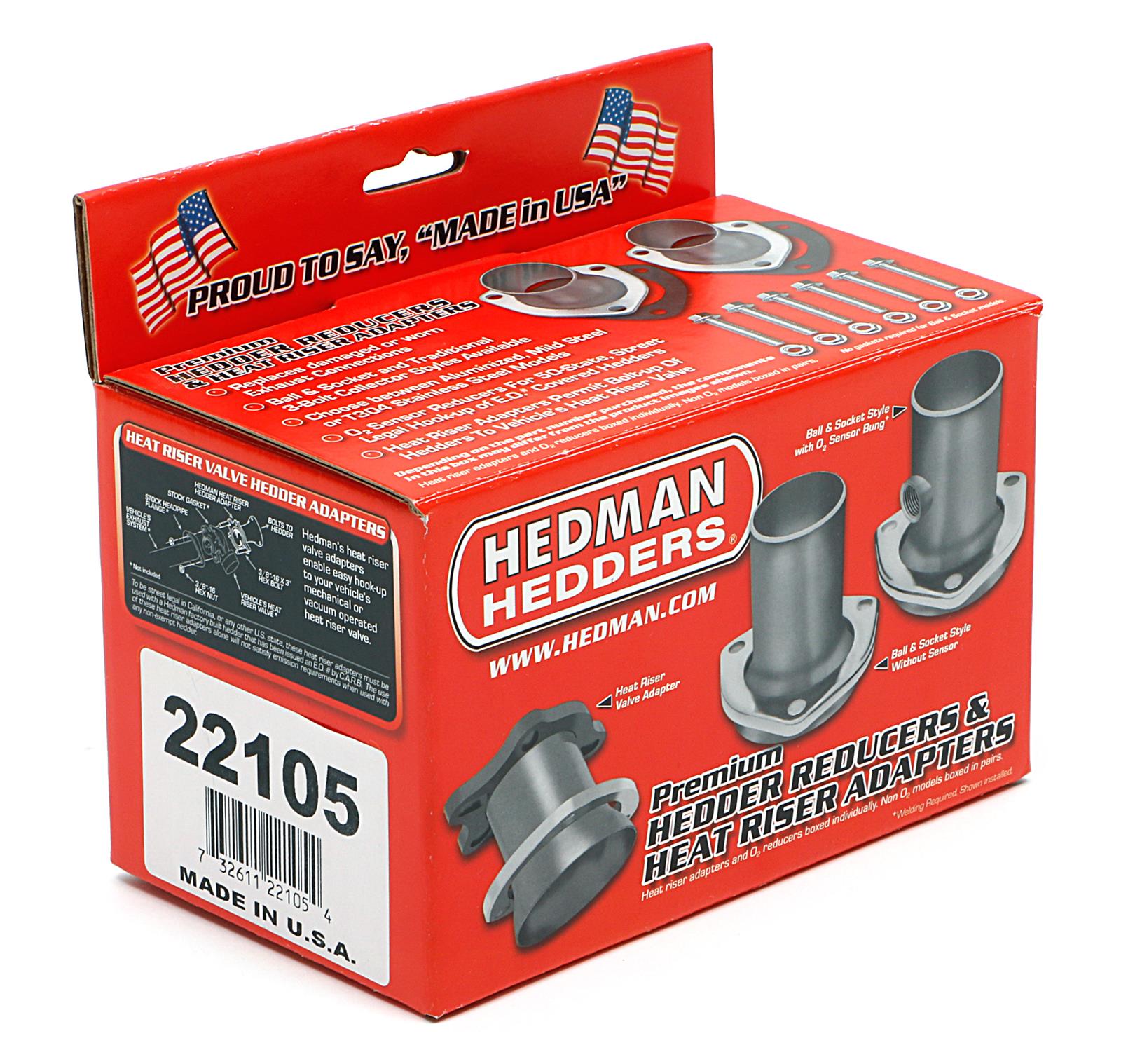 Hedman Header Reducers with 2.5 Inch Outlet 22105 Reducers, 2.50 in. Inlet, 2.50 in. Outlet, 3-Bolt Flange, Stainless Steel, Natural, Includes, Flanges, Gaskets, Hardware, Kit