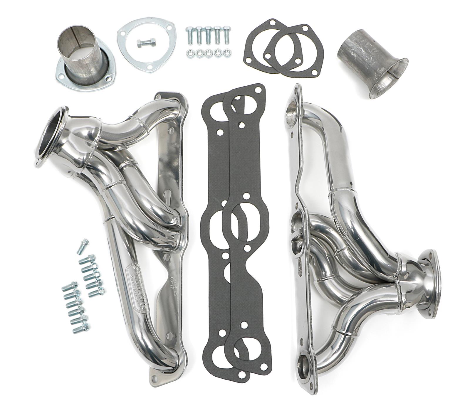 Hedman Traditional Block Hugger Headers 26164 Headers, Traditional, Stepped Hugger, Steel, Silver Ceramic Coated, Pontiac, 326-455, Pair