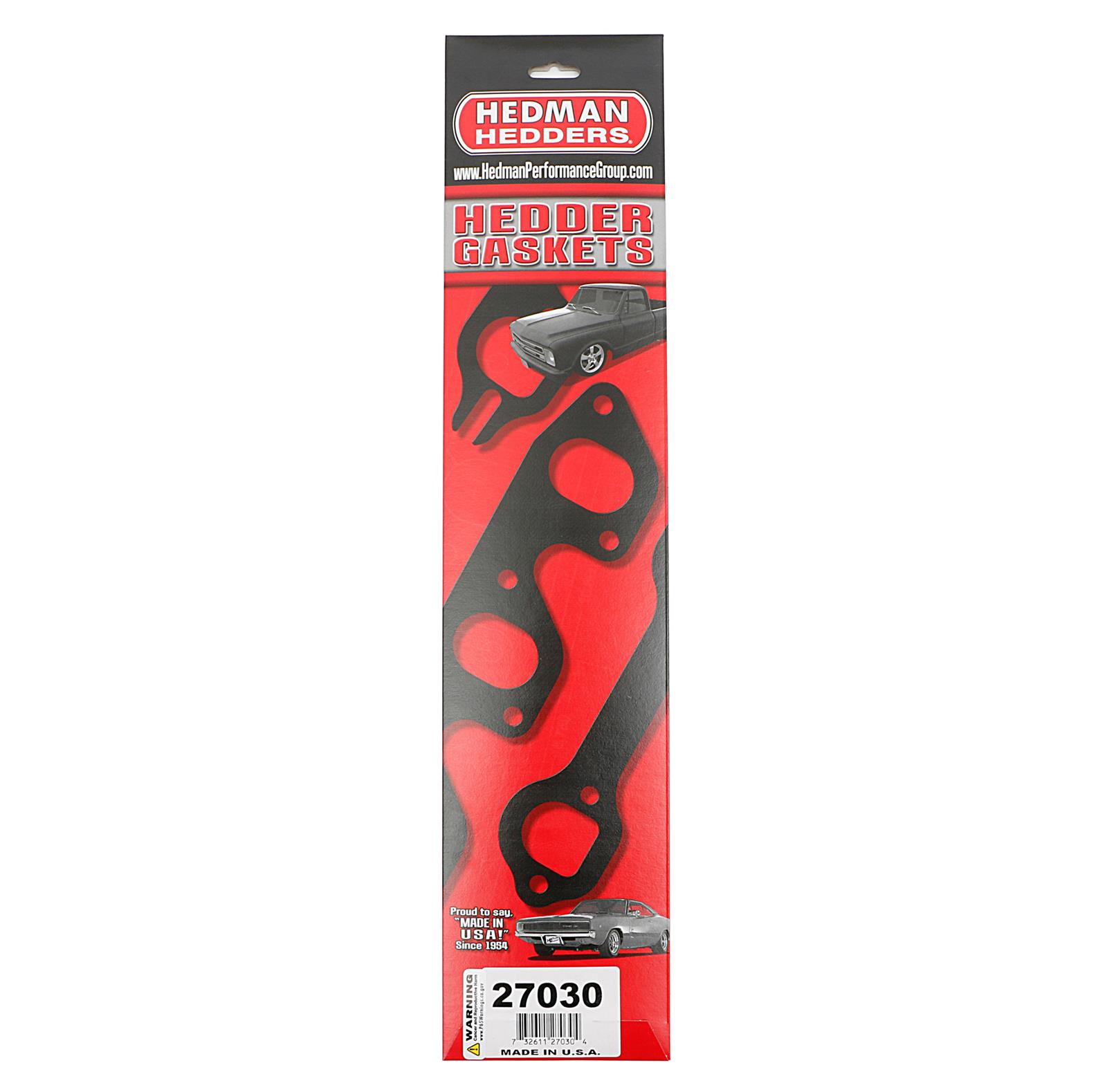 Hedman Header Gaskets 27030 Gaskets, Raised Round Ports, Composite Steel Core, 0.625 in. Thick, Chevrolet, Small Block Gen I, Pair
