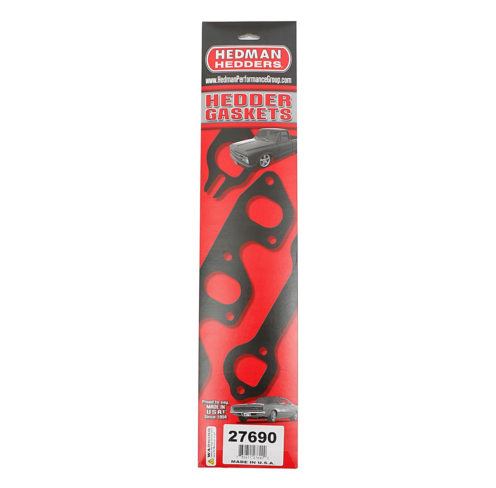 Hedman Header Gaskets 27690 Exhaust Gaskets, Header, High-Temperature, D-Port, Chevy, Small Block, Pair