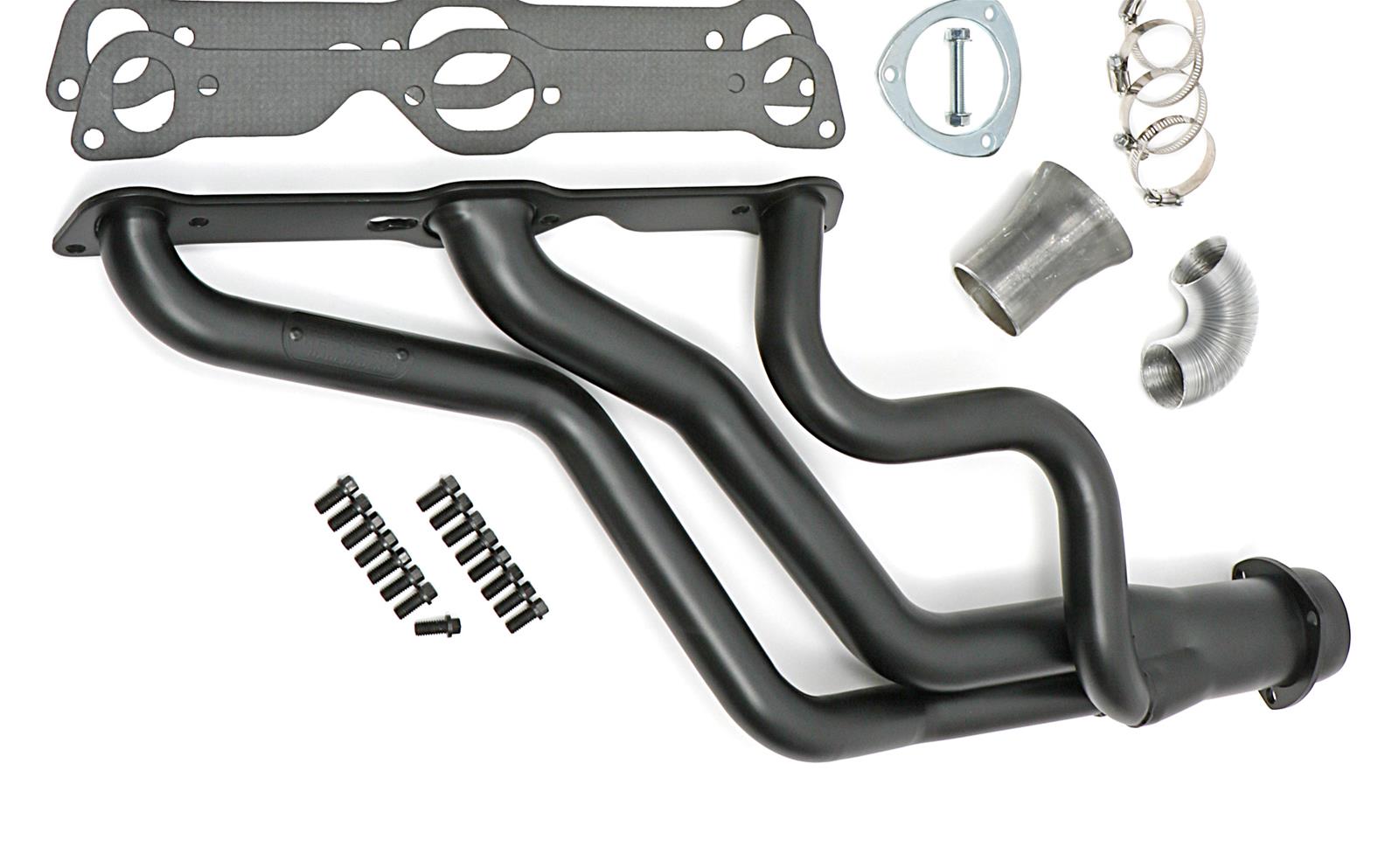 Hedman Street Headers 28143 Headers, Street, Long Tube Stepped, Steel, Black Ceramic Coated, Pontiac, V8, 326-455, Pair thumbnail 4