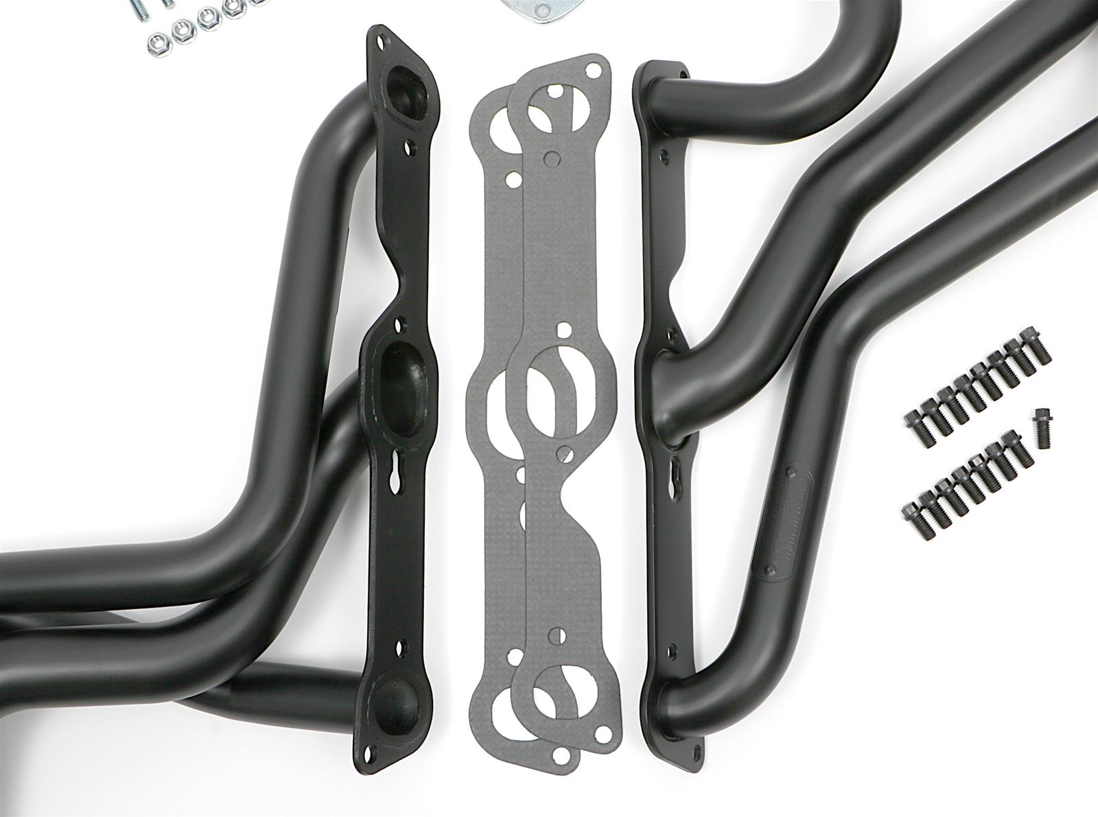 Hedman Street Headers 28143 Headers, Street, Long Tube Stepped, Steel, Black Ceramic Coated, Pontiac, V8, 326-455, Pair thumbnail 2