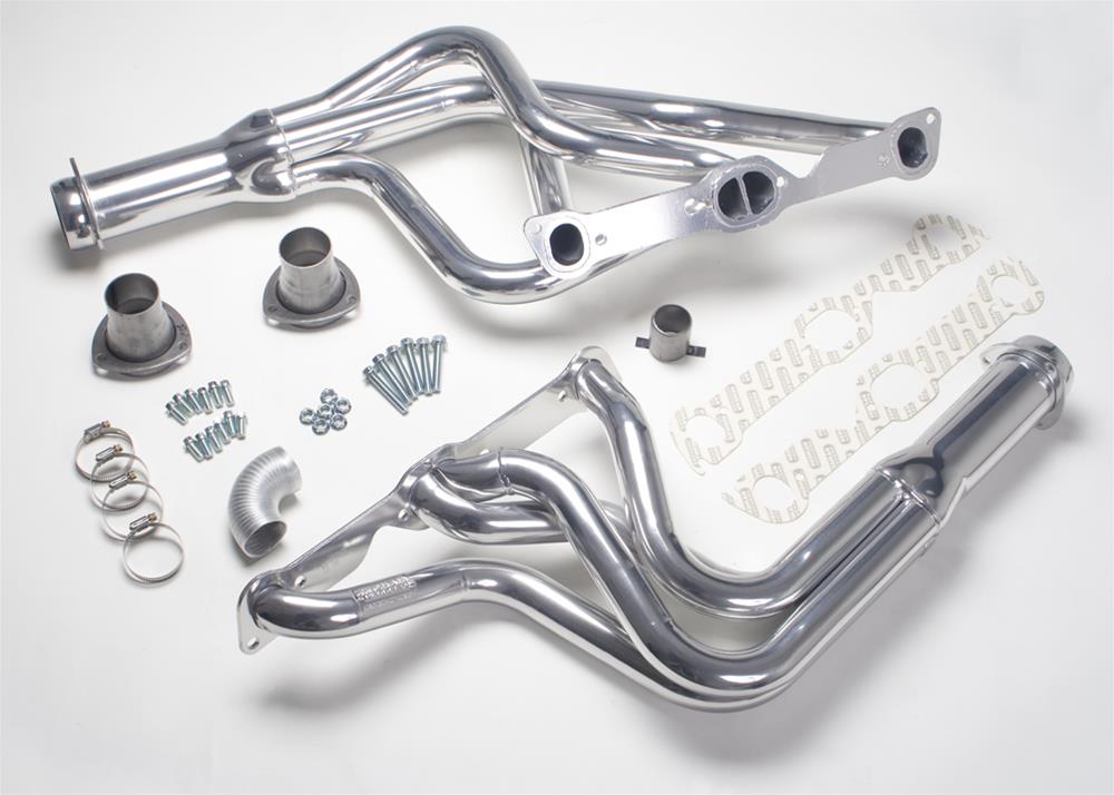 Hedman Street Headers 28156 Headers, Street, Long Tube, Steel, Silver Ceramic Coated, Pontiac, 326-455, Pair thumbnail 3