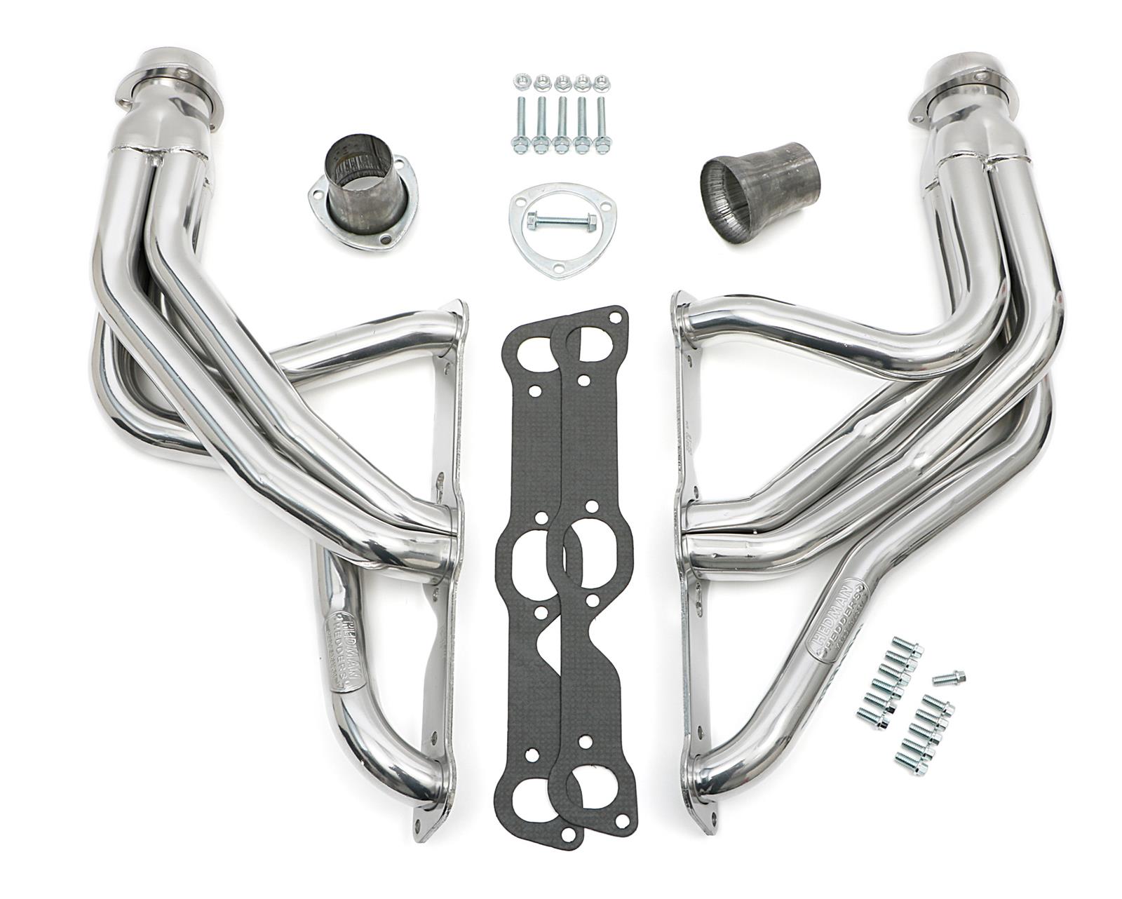 Hedman Street Headers 35276 Headers, Street, Long Tube, Steel, Silver Ceramic Coated, Pontiac, 326-455, Pair