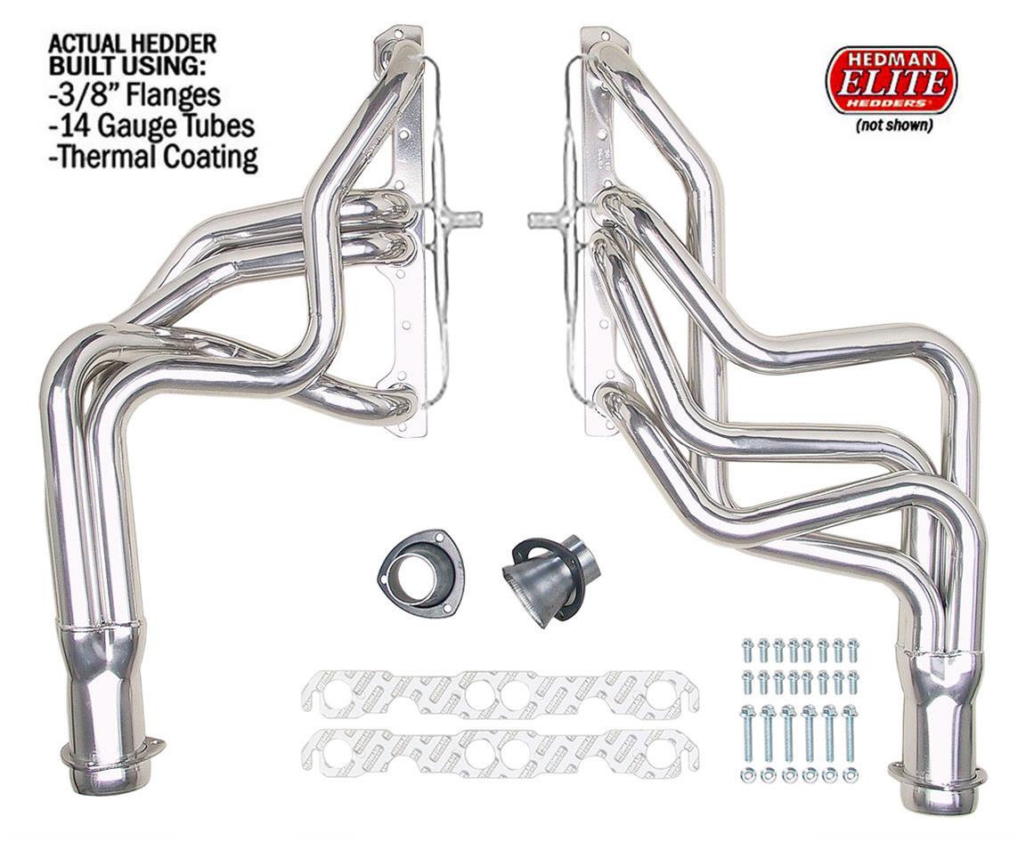 Hedman Elite Extreme-Duty Headers 61298 Headers, Extreme-Duty, Long Tube, Steel, Silver Ceramic Coated, Chevy, Small Block, Pair thumbnail 6