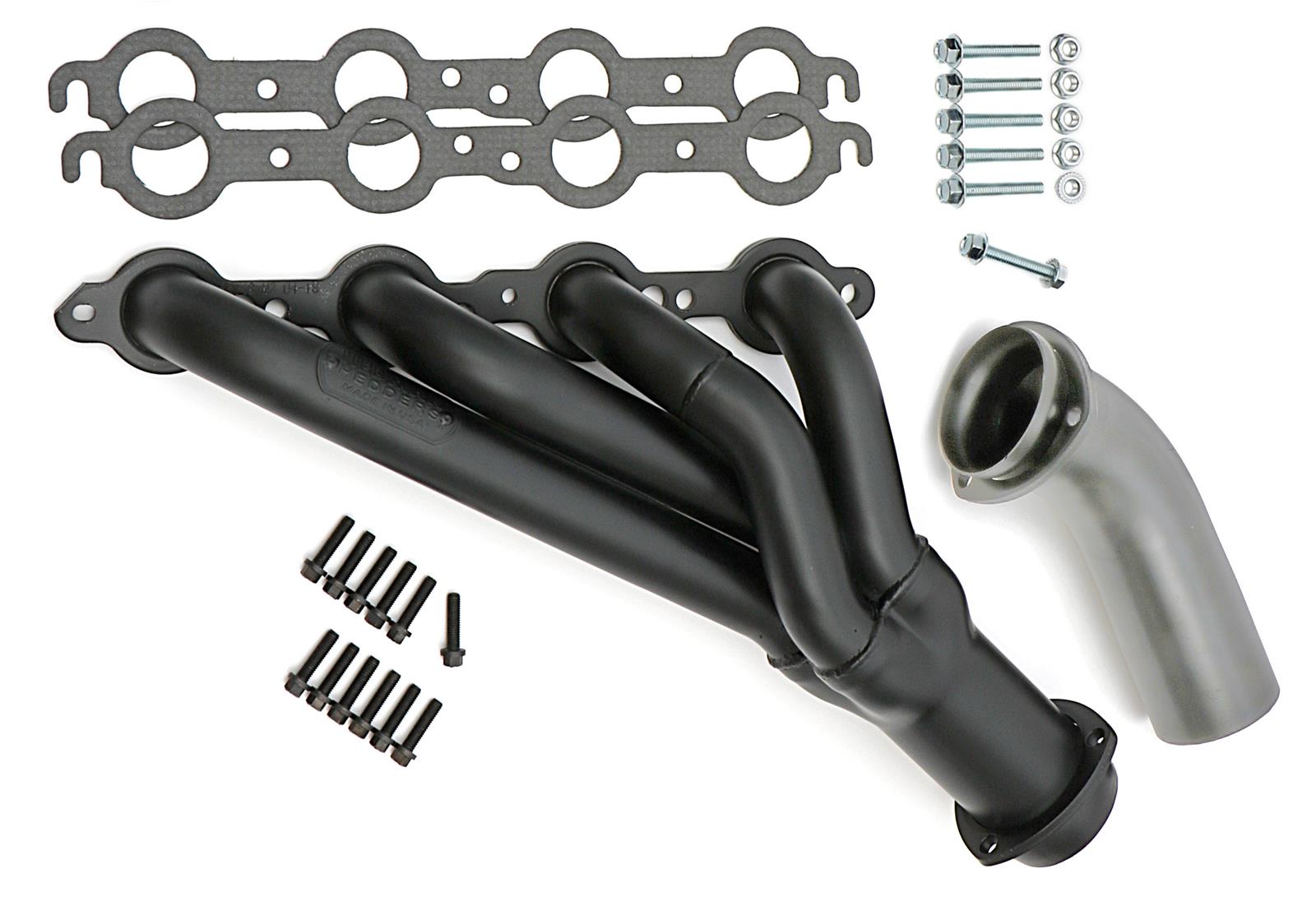 Hedman Hot Rodz Engine Swap Headers 62143 Headers, Swap, Mid-Length, Stainless Steel, Black Ceramic Coated, Buick, Chevrolet, GMC, Oldsmobile, Pontiac, Pair thumbnail 4