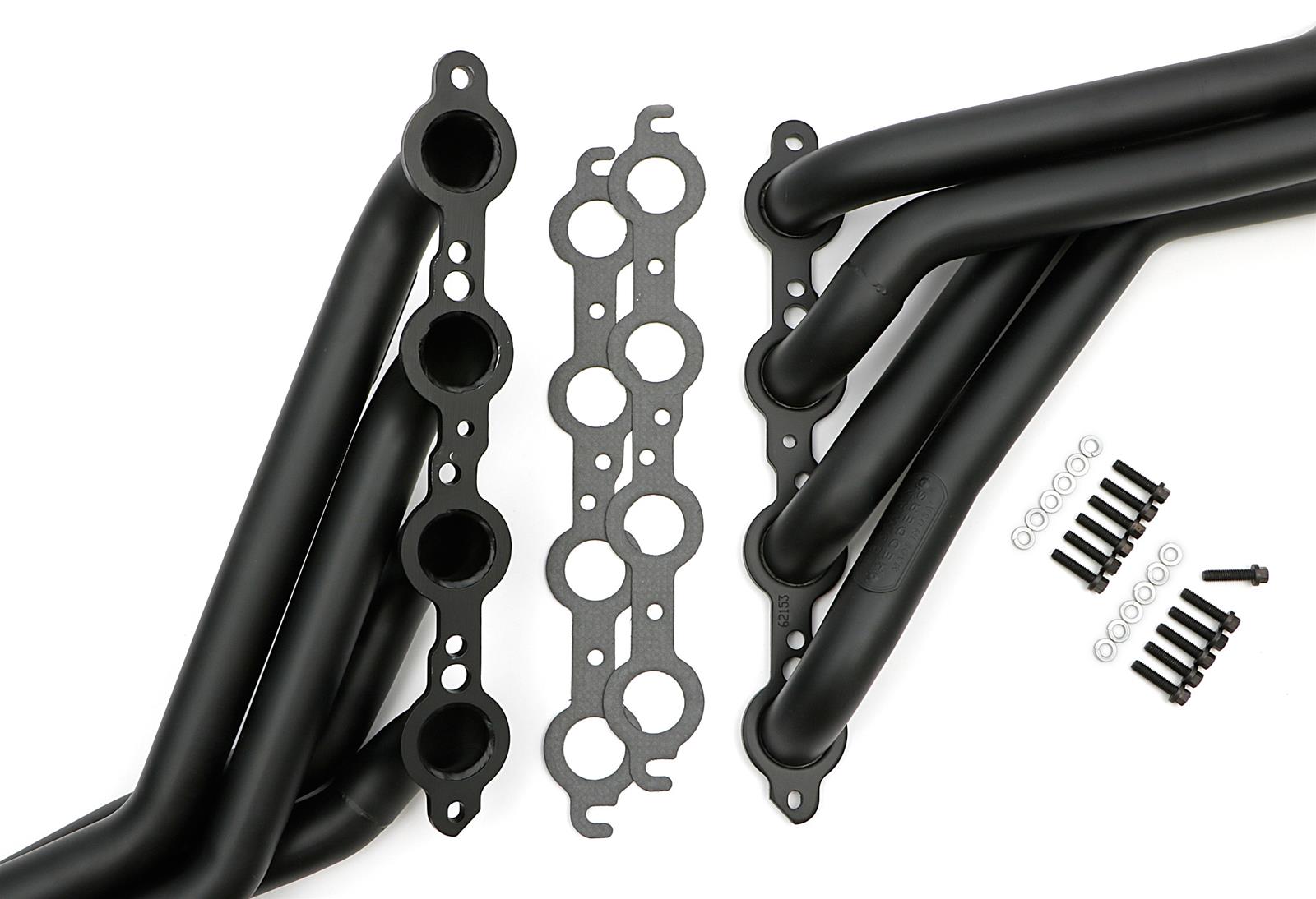 Hedman Hot Rodz Engine Swap Headers 62153 Headers, Swap, Long Tube, Stainless Steel, Black Ceramic Coated, Buick, Chevrolet, GMC, Oldsmobile, Pontiac, Pair thumbnail 2