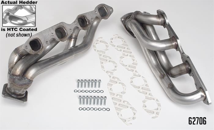 Hedman 304 Stainless Steel Headers 62706 Headers, Shorty, Steel, Silver Ceramic Coated, Chevy, GMC, 8.1L, Pair thumbnail 2