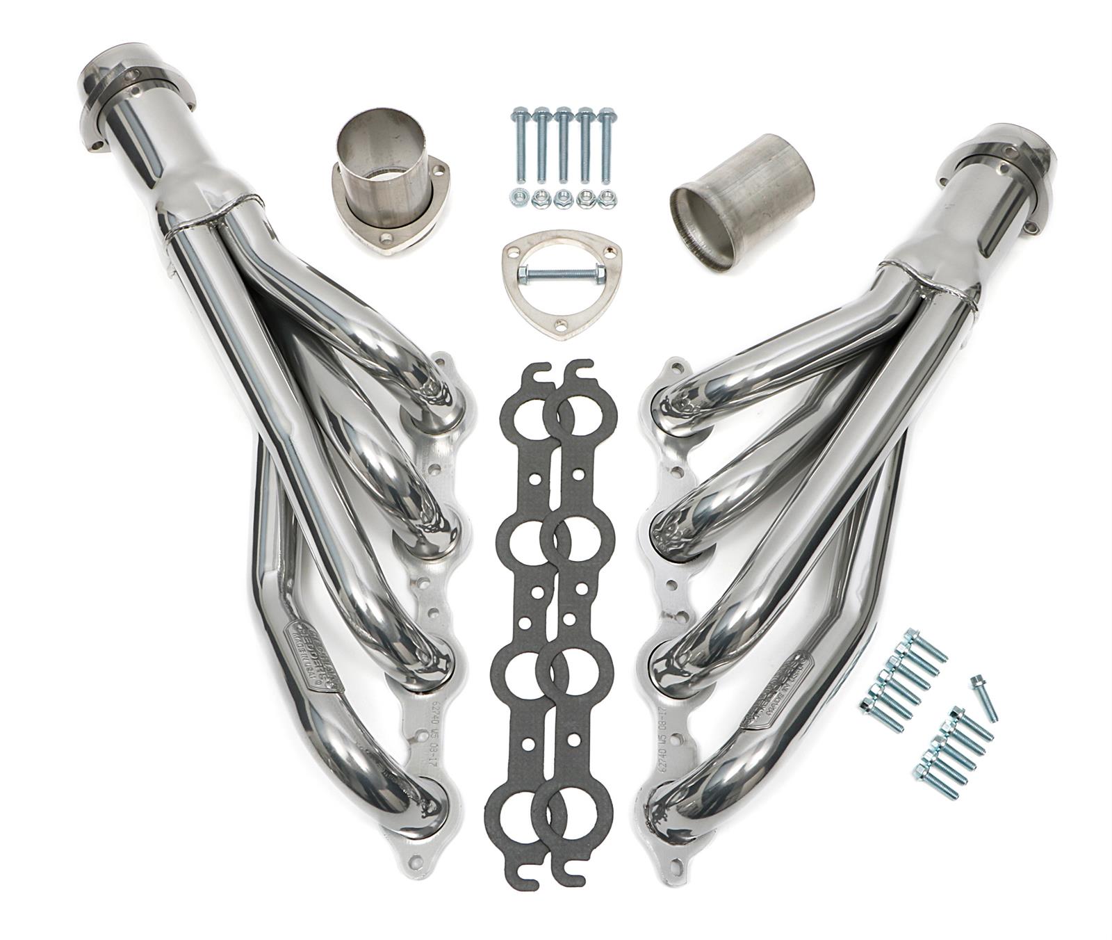 Hedman 304 Stainless Steel Headers 62746 Headers, Mid-Length, Steel, Silver Ceramic Coated, Chevrolet, GMC, Gen III/IV LS, Pair