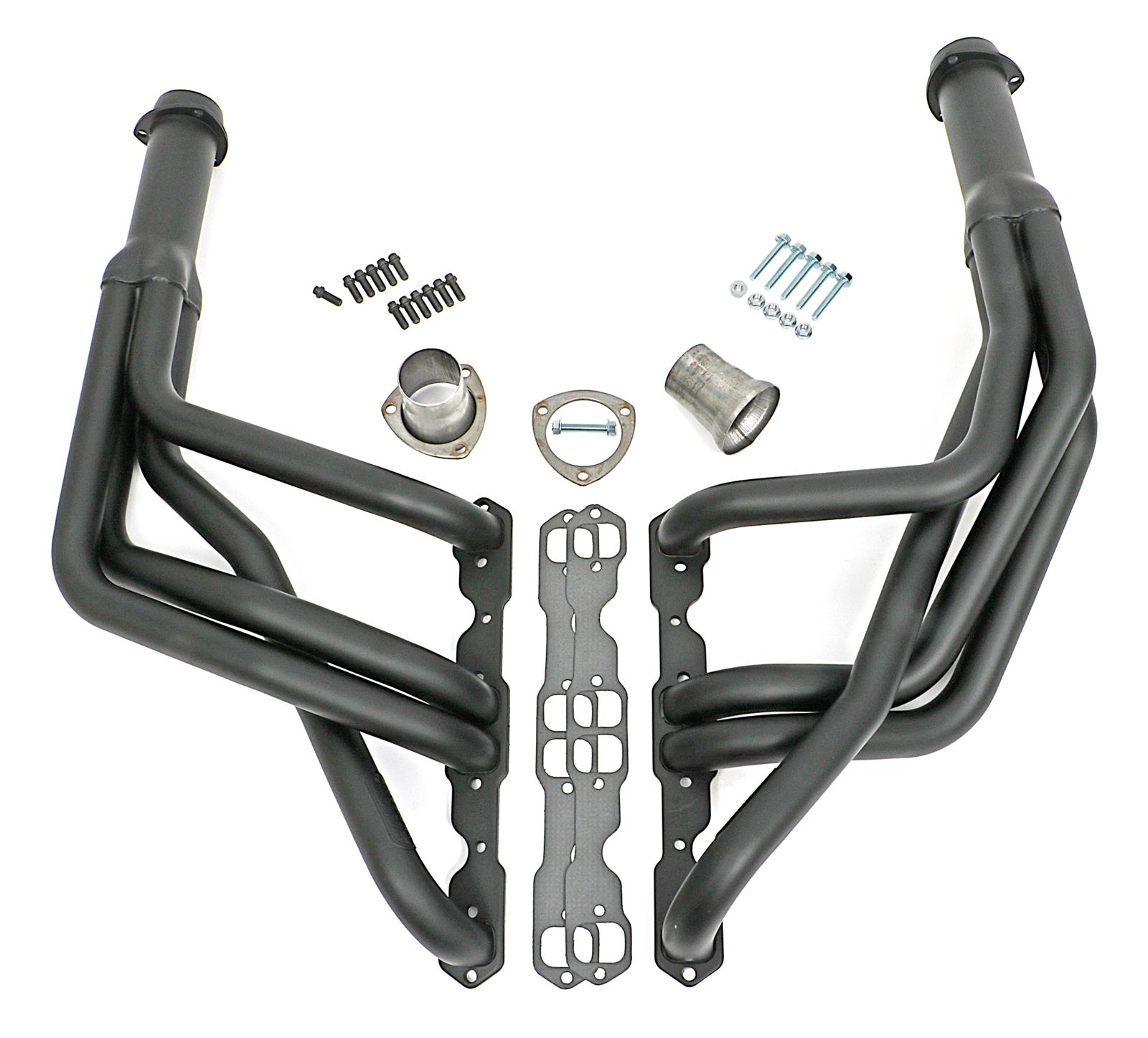 Hedman Street Headers 63003 Headers, Street, Long Tube, Steel, Black Ceramic Coated, Chevy, Small Block, Pair