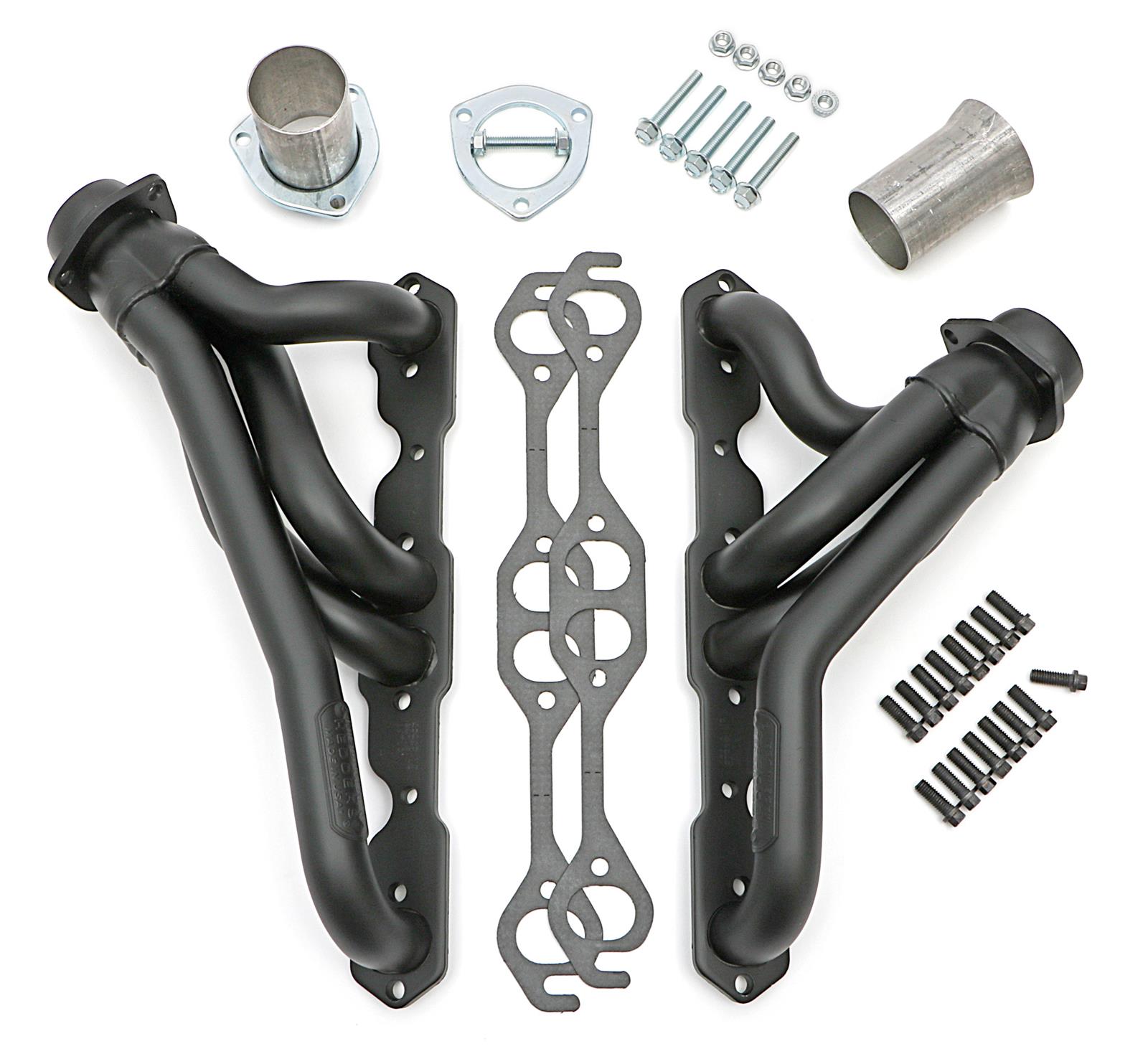 Hedman Elite Extreme-Duty Headers 63343 Headers, Extreme-Duty, Mid-Length, Steel, Black Ceramic Coated, Jeep, Chevy Small Block, Pair