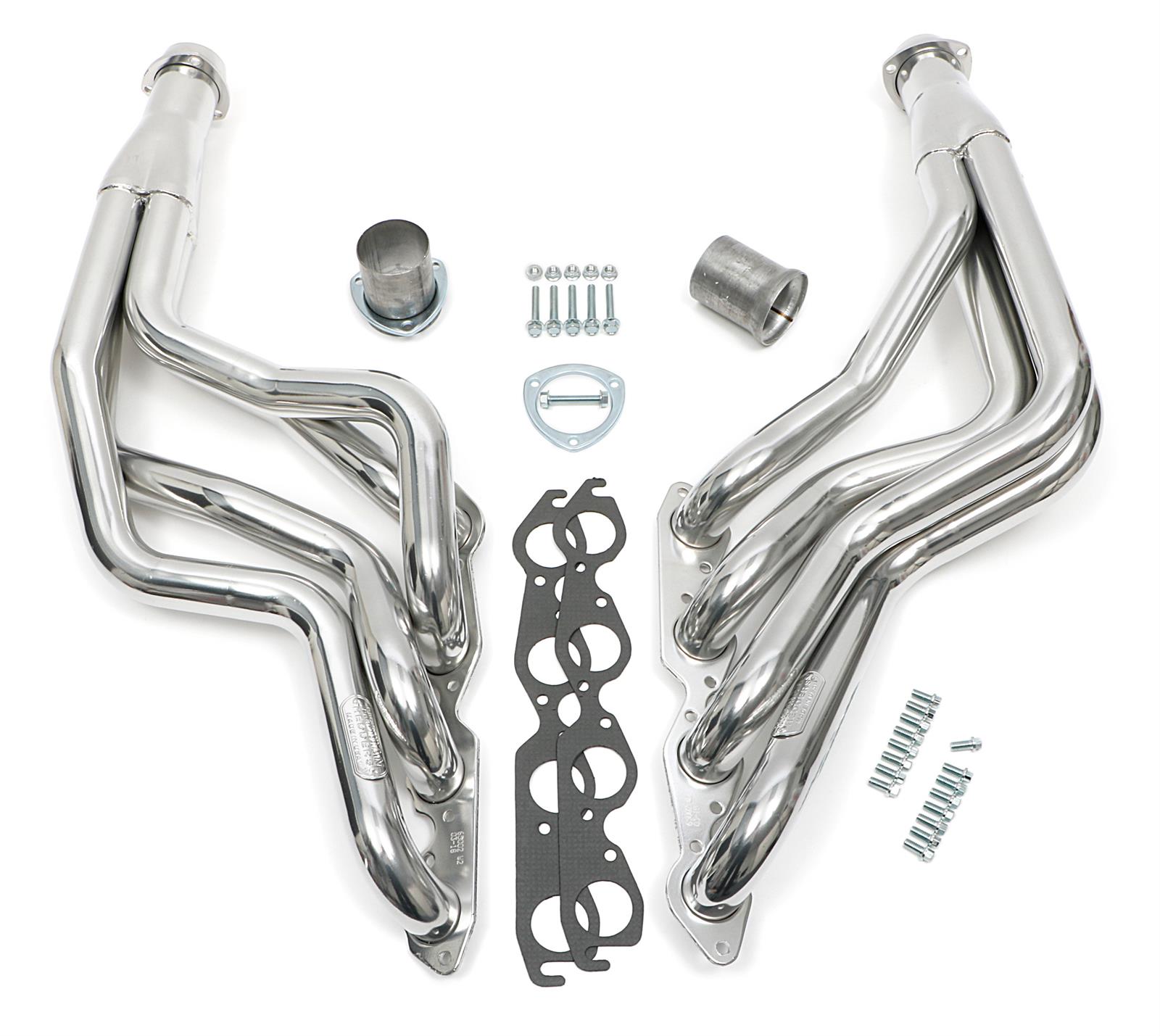 Hedman Street Headers for 1966-1975 MALIBU, EL CAMINO, 1965-1973 CHEVELLE - 66002 Headers, Street, Long Tube, Steel, Silver Ceramic Coated, Chevy, 396, 402, 427, 454