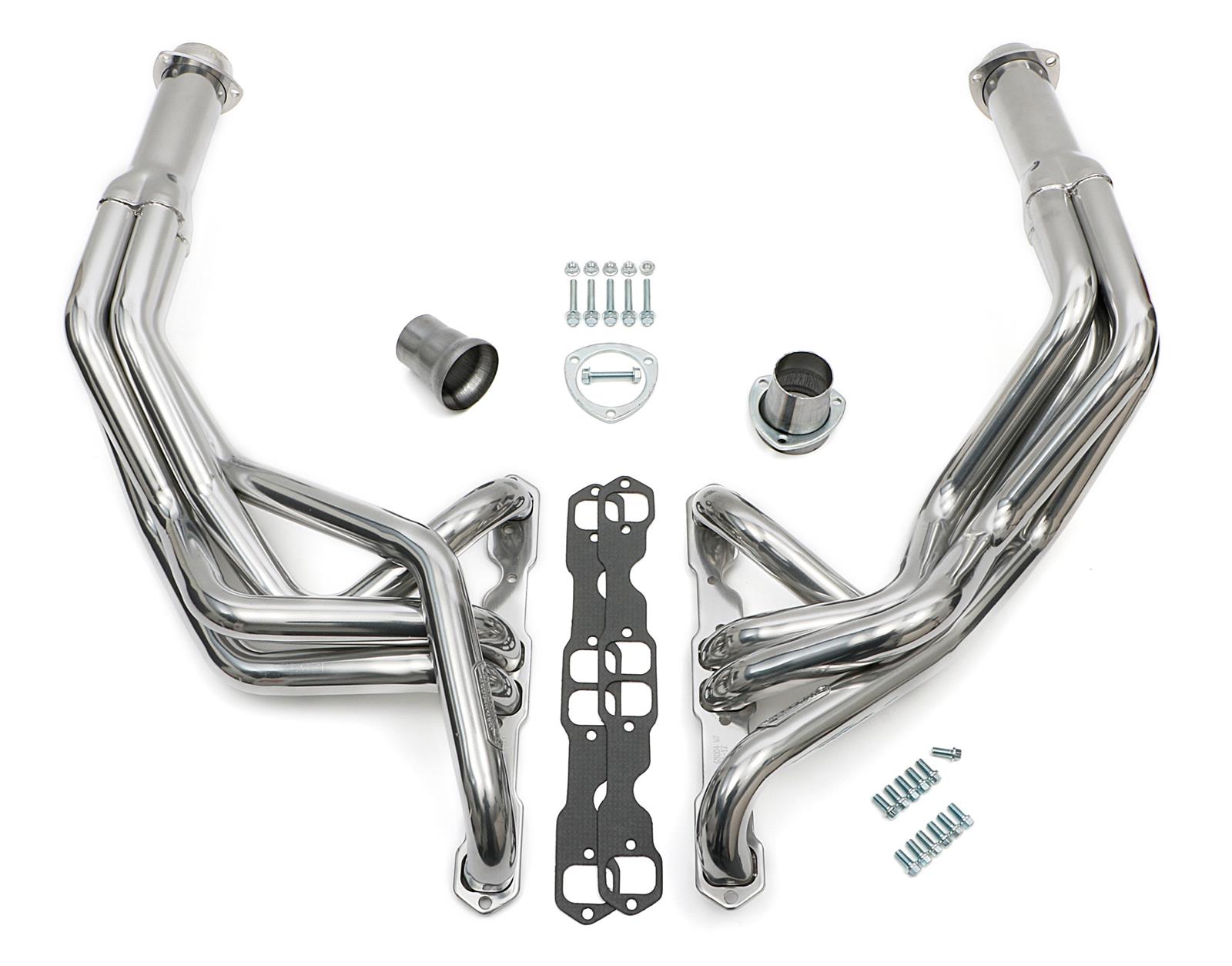 Hedman Street Headers 66004 Headers, Street, Long Tube, Steel, Silver Ceramic Coated, Chevy, Small Block, Pair