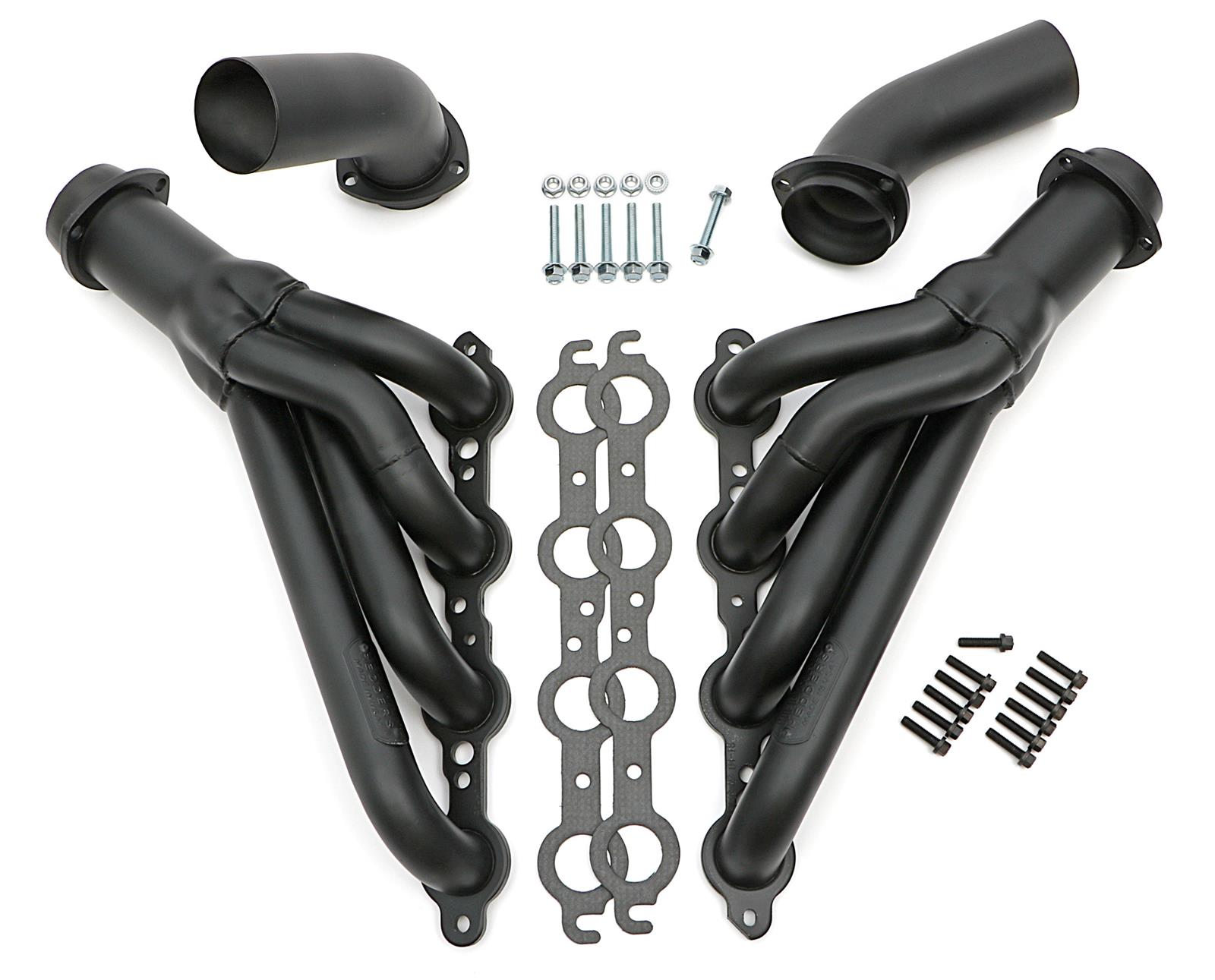 Hedman LS Engine Swap Black Maxx Headers 68143 Headers, Mid-Length, Steel, Ceramic Coated, Buick, Chevrolet, GMC, Oldsmobile, Pontiac, Engine, Pair