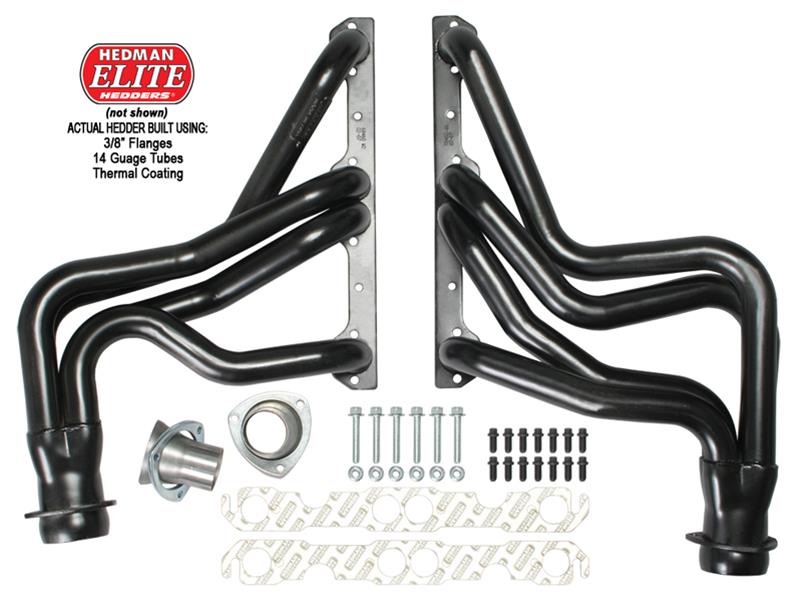 Hedman Elite Extreme-Duty Headers 68468 Headers, Extreme-Duty, Long Tube, Steel, Silver Ceramic Coated, Chevy, Pontiac, 5.0L, 5.7L, Pair thumbnail 6