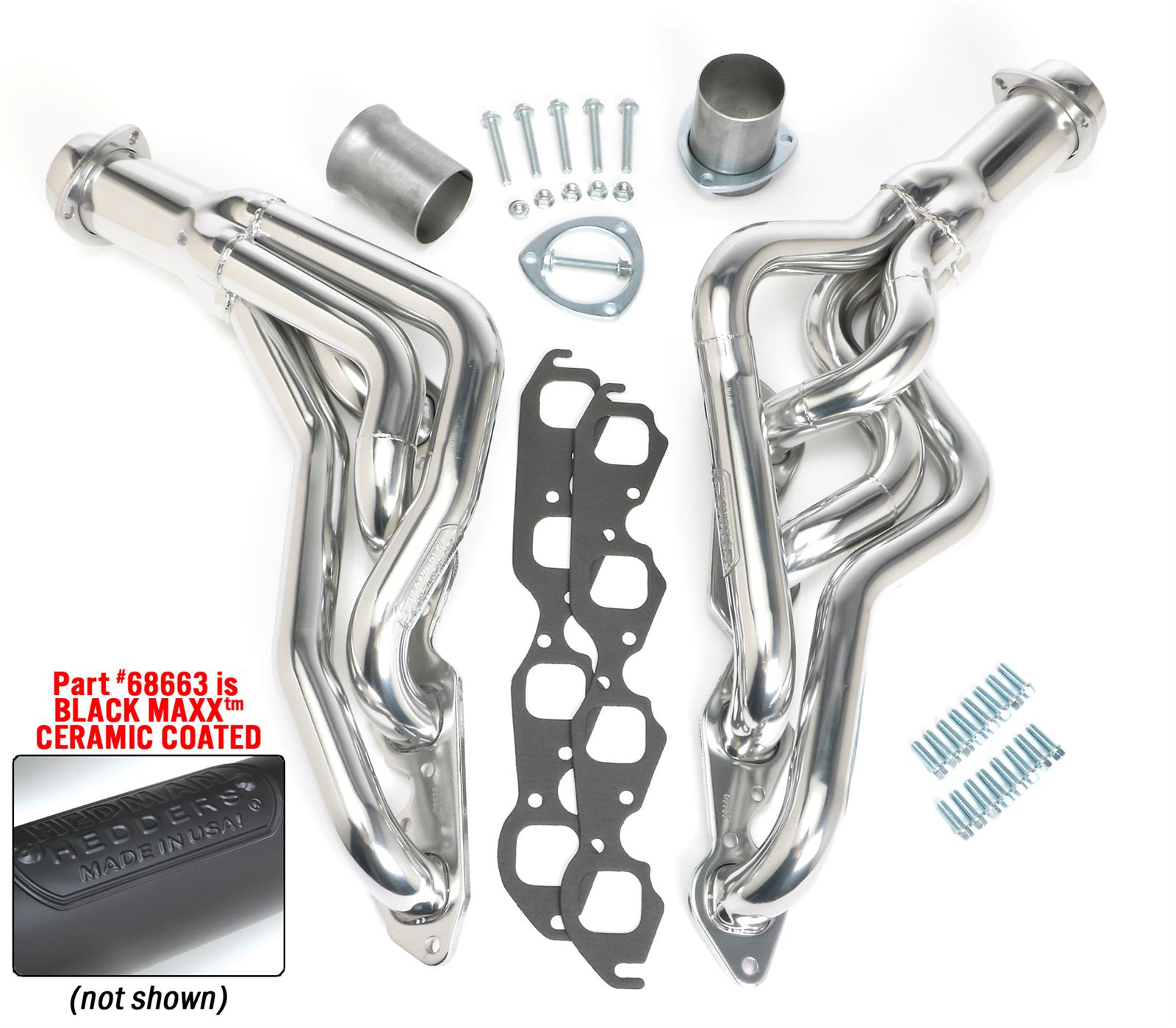 Hedman Street Headers 68663 Headers, Street, Mid-Length, Steel, Black Ceramic Coated, Chevy A-Body, Big Block, Pair