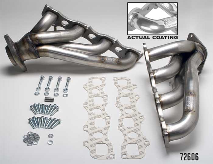 Hedman 304 Stainless Steel Headers 72606 Headers, Shorty, Steel, Silver Ceramic Coated, Chrysler, Dodge, 6.1L Hemi, Pair thumbnail 2