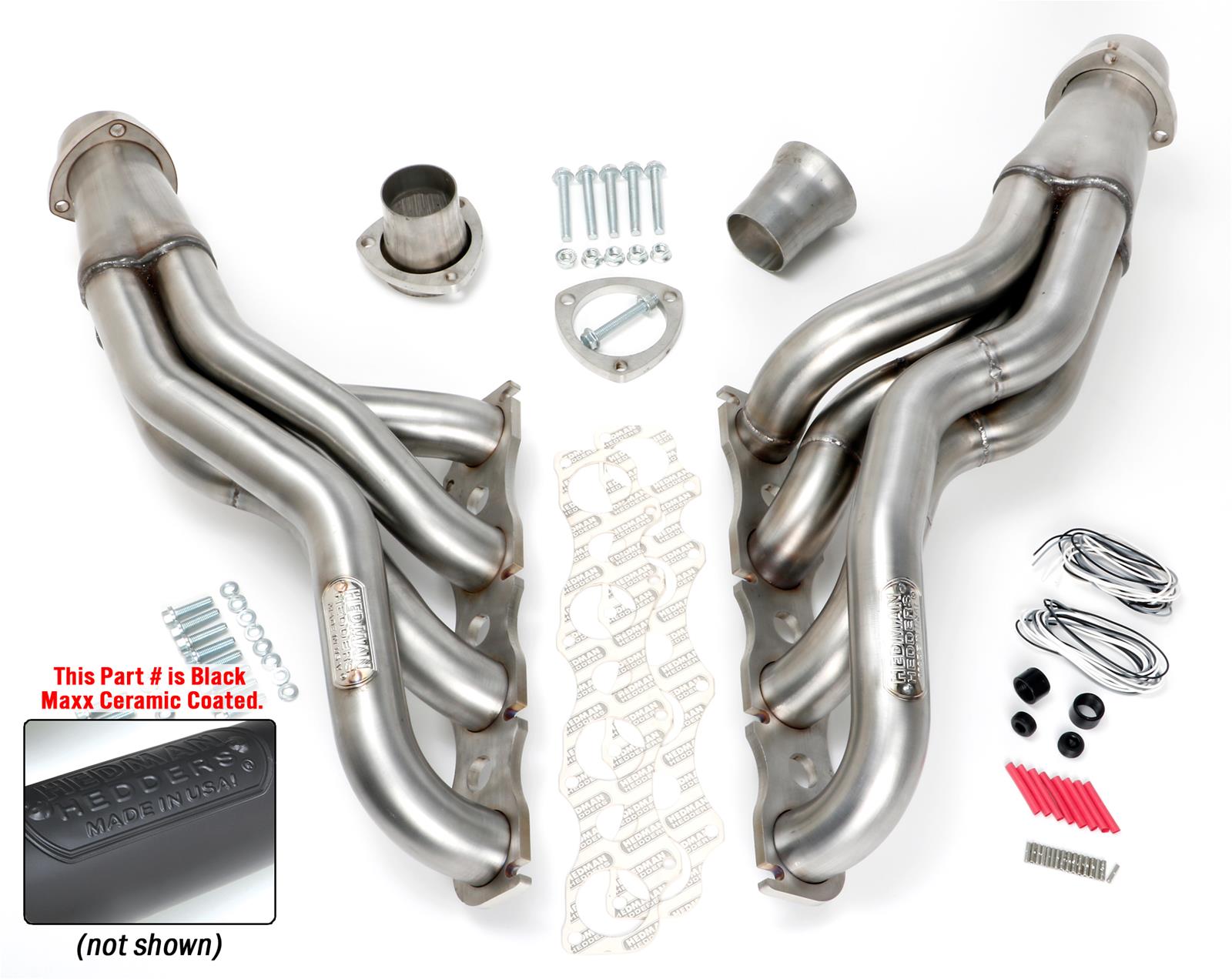 Hedman 304 Stainless Steel Headers 72643 Headers, Long Tube, Steel, Black Ceramic Coated, Dodge, 5.7L, 6.1L 6.2L, 6.4L, Pair