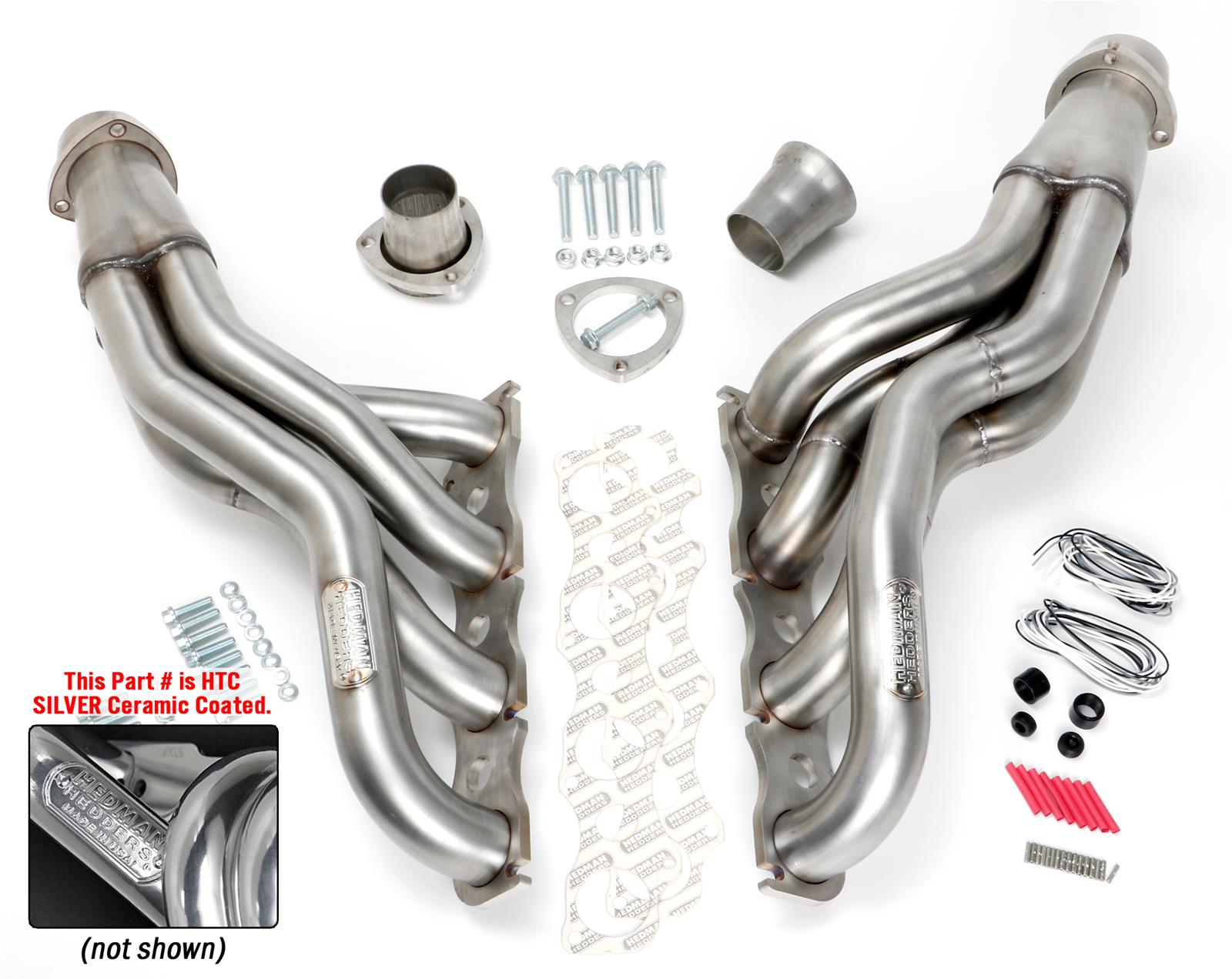 Hedman 304 Stainless Steel Headers 72646 Headers, Long Tube, Steel, Silver Ceramic Coated, Dodge, 5.7L, 6.1L 6.2L, 6.4L, Pair